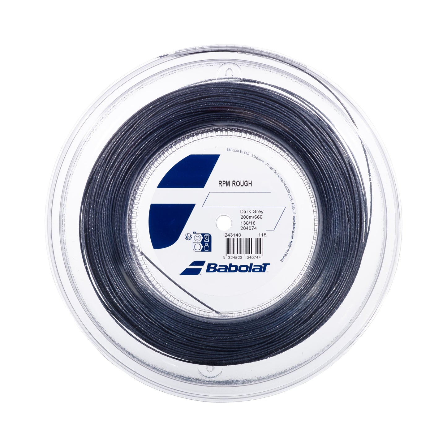 Babolat RPM Rough Saitenrolle 200m-Grau Babolat RPM Rough Saitenrolle 200m-Grau