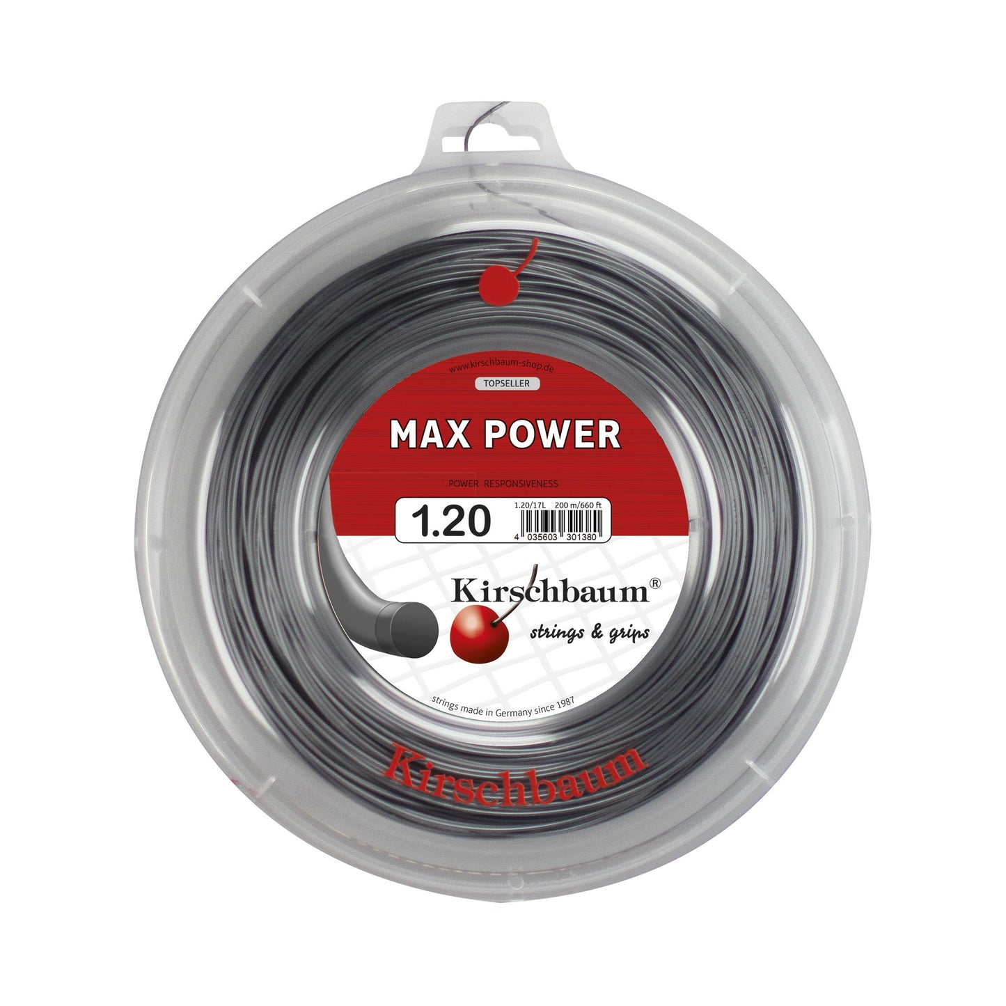 Kirschbaum Max Power Saitenrolle 200m-Anthrazit Kirschbaum Max Power Saitenrolle 200m-Anthrazit