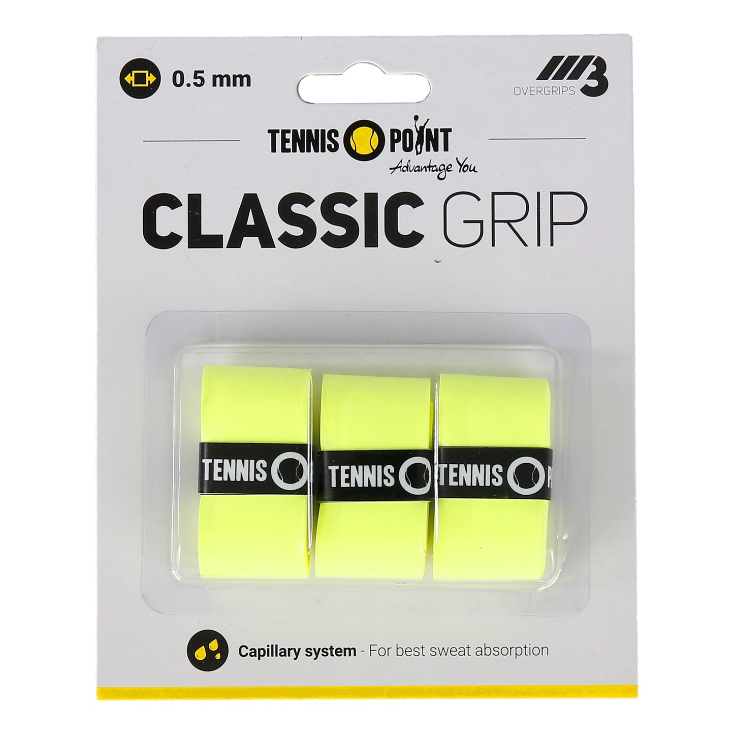 Tennis-Point Classic Grip 3er Pack - gelb Tennis-Point Classic Grip 3er Pack - gelb