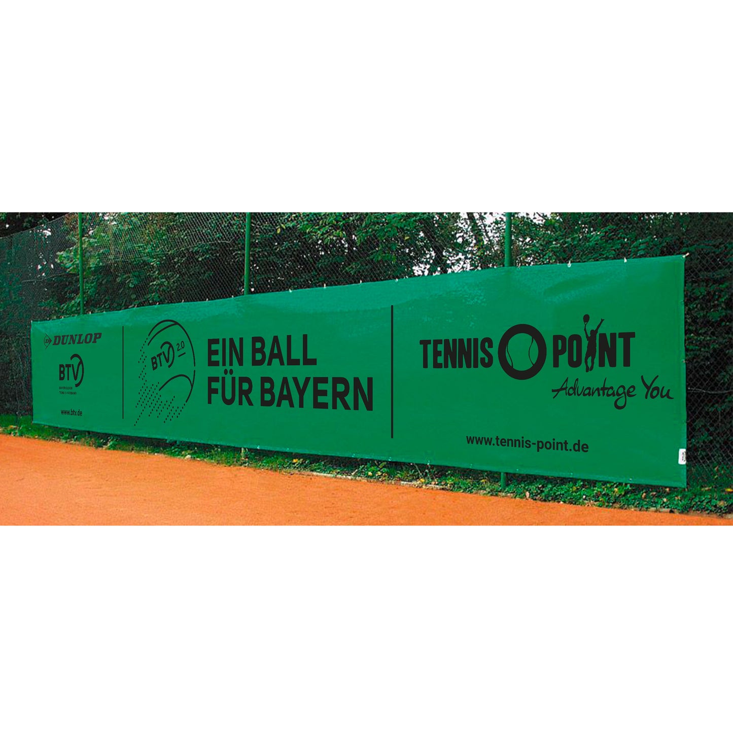 Tennis-Point Dunlop - Ein Ball für Bayern Sichtblende 12x2m Tennis-Point Dunlop - Ein Ball für Bayern Sichtblende 12x2m