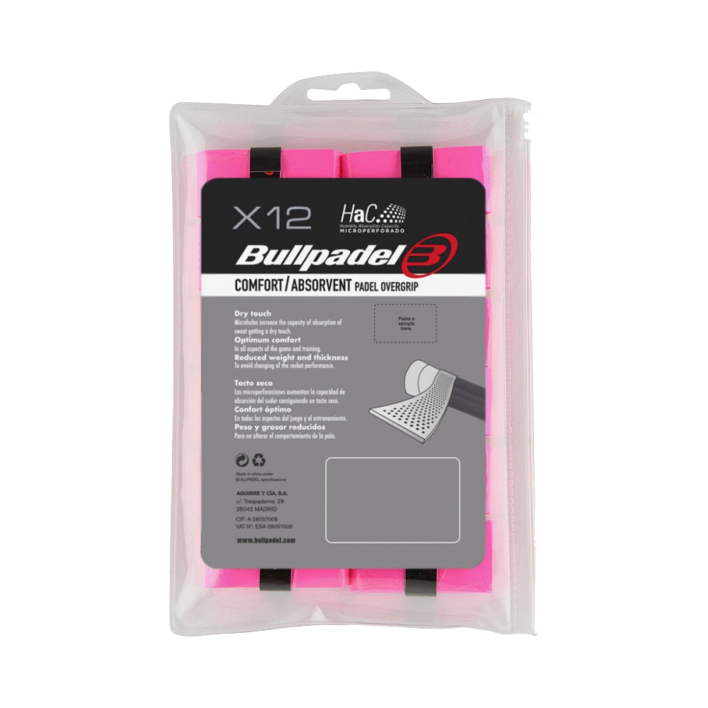 Bullpadel GB-1601 PACK 12 COMFORT ABSORBENT-Pink Bullpadel GB-1601 PACK 12 COMFORT ABSORBENT-Pink