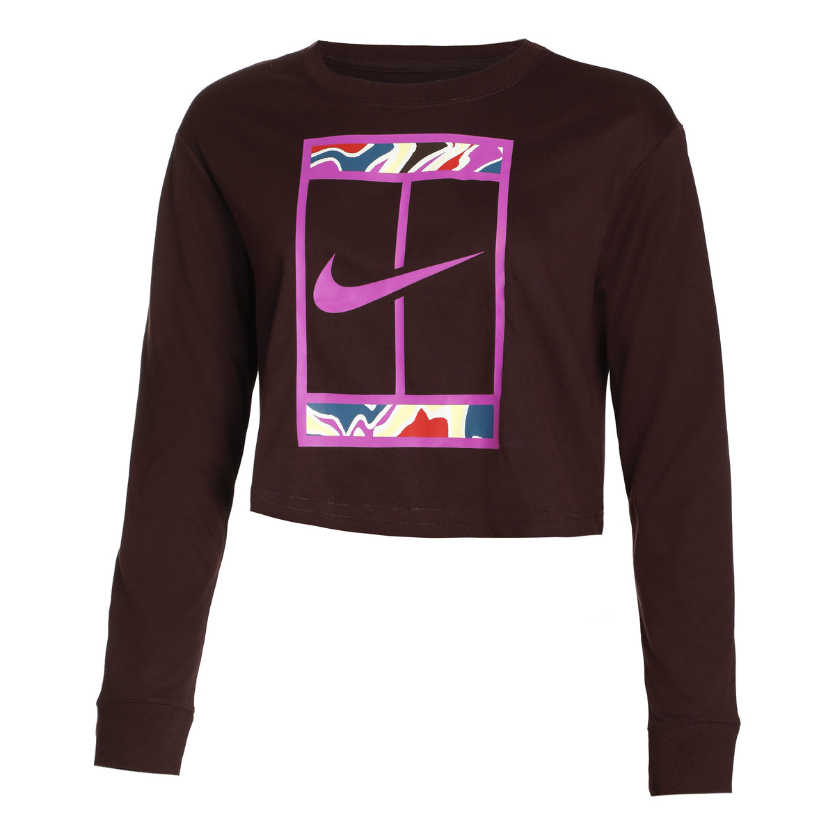 Nike Dri-Fit Court Slam Cropped Longsleeve Damen - braun,