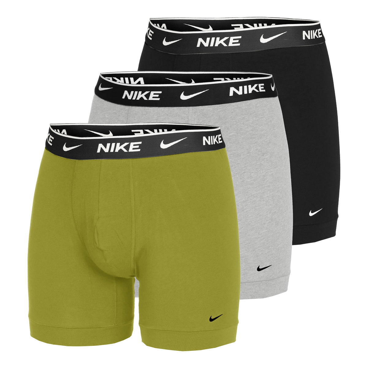 Nike Everyday Cotton Stretch Boxer Short 3er Pack Herren - mehrfarbig, oliv