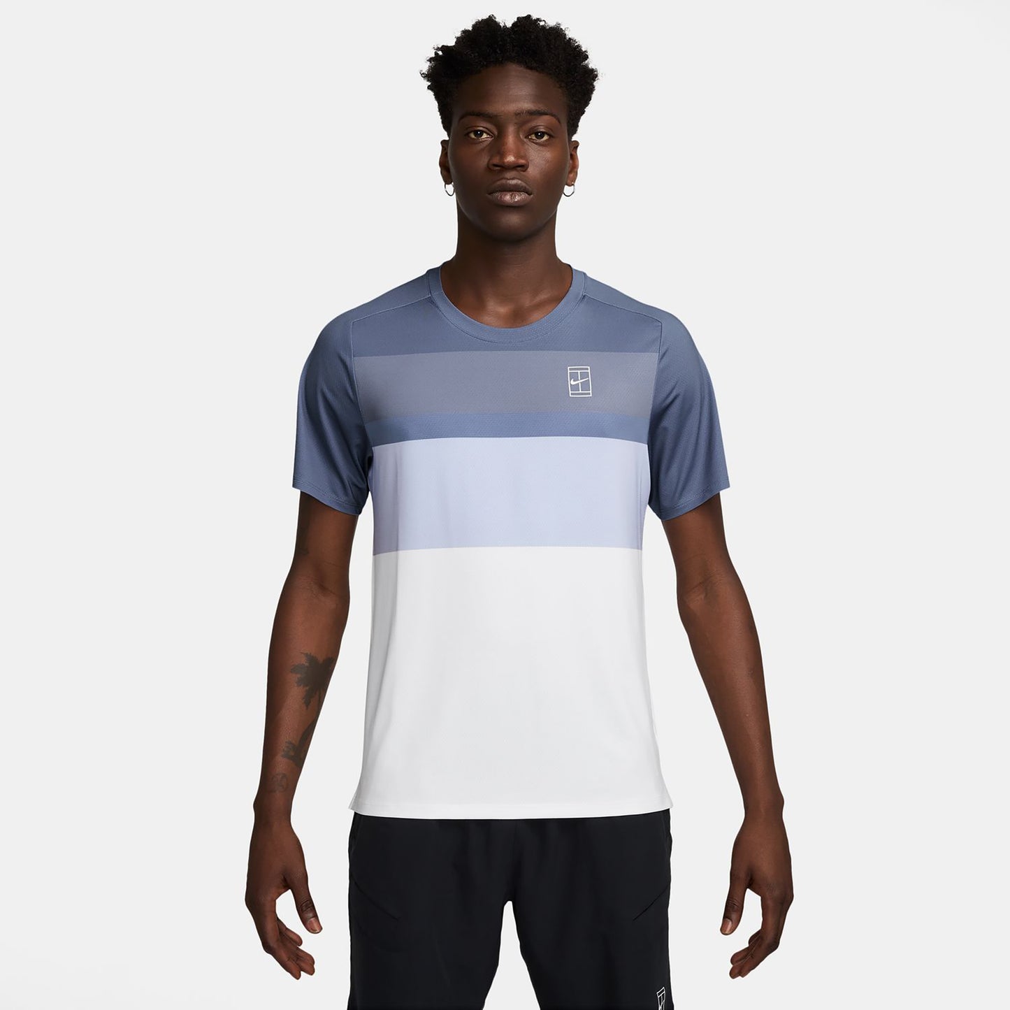 Nike Court Dri-Fit Advantage Print T-Shirt Herren-Blaugrau