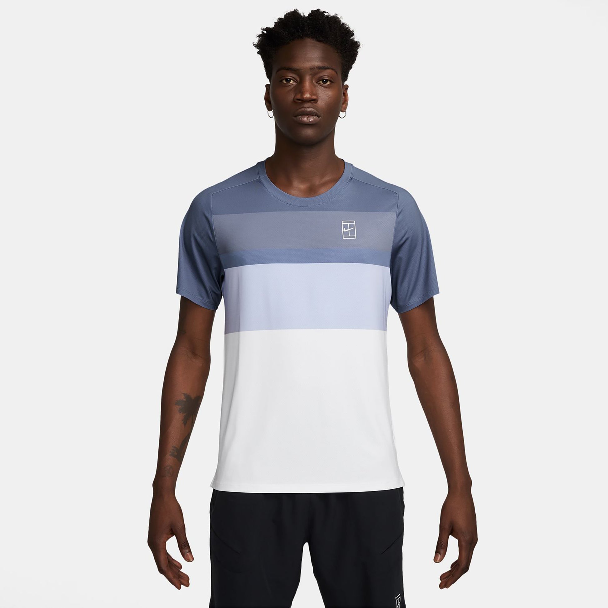 Nike Court Dri-Fit Advantage Print T-Shirt Herren-Blaugrau