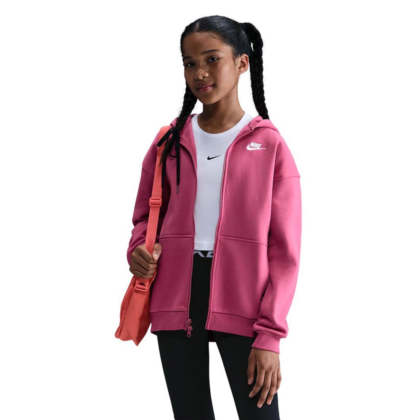 Nike Club Fleece Oversized Full-Zip Sweatjacke Mädchen-Berry