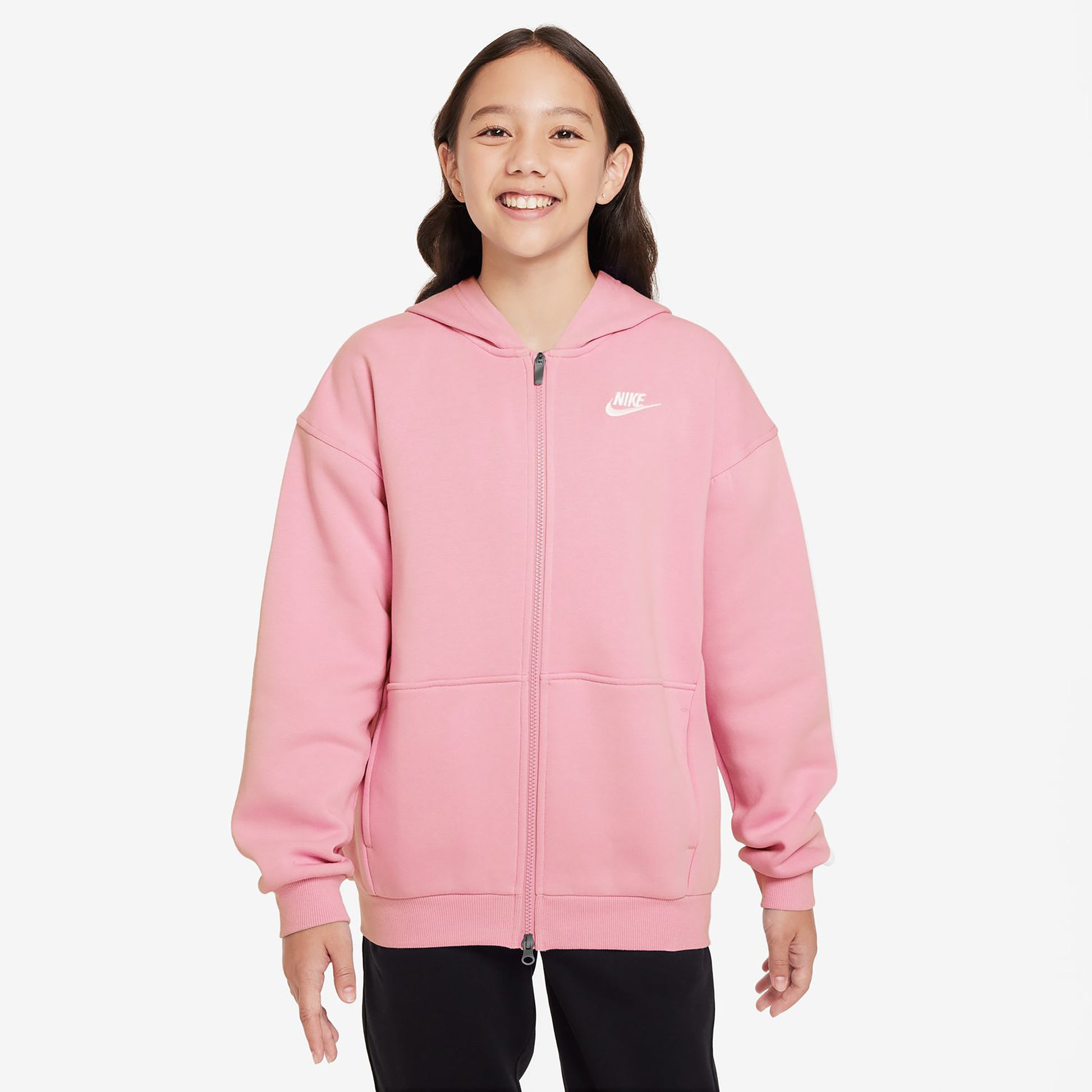 Nike Club Fleece Oversized Full-Zip Sweatjacke Mädchen-Rosa