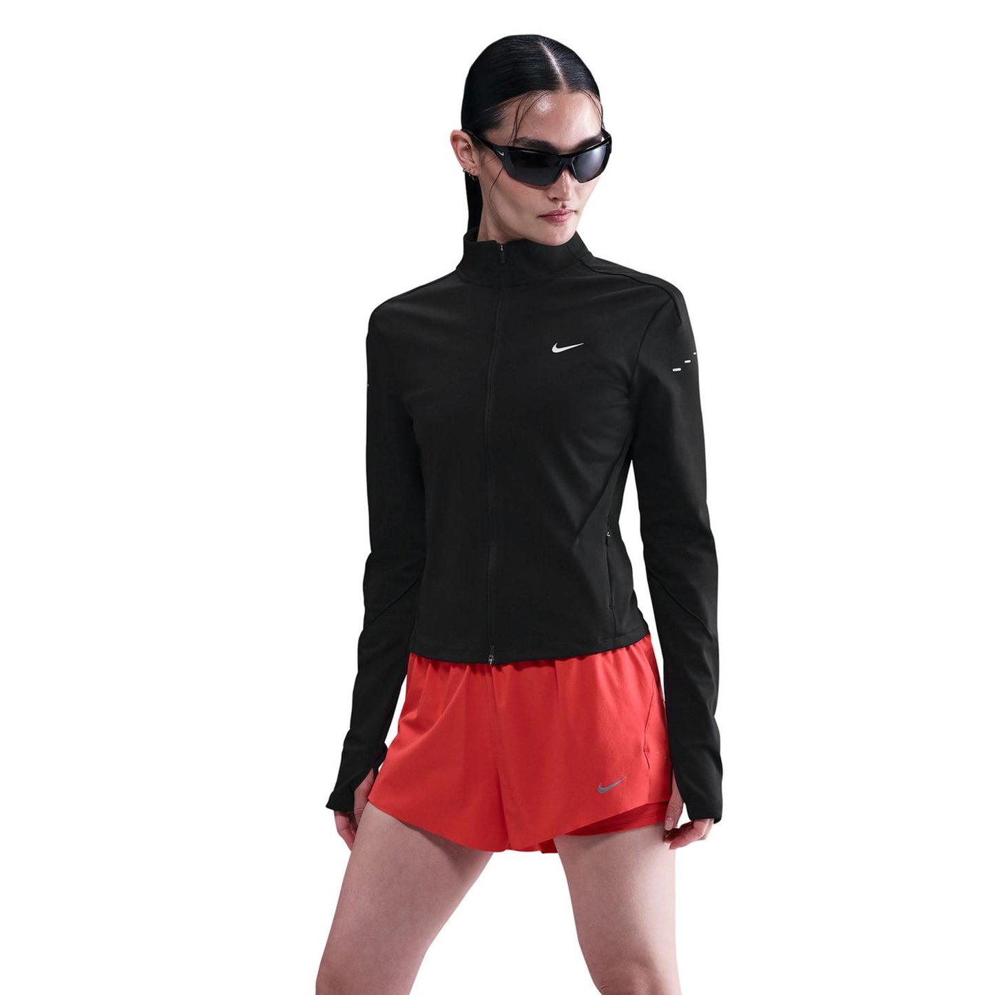 Nike Swift Half-Zip Laufshirt Damen-Schwarz,Silber