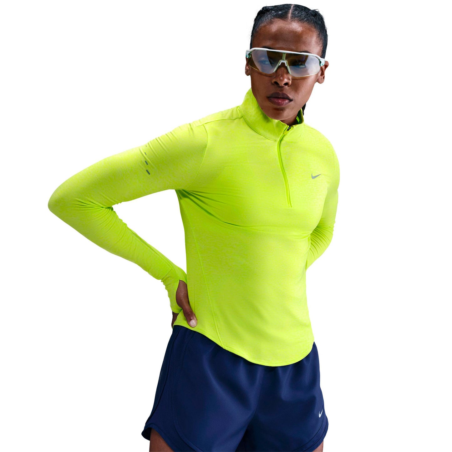 Nike Swift Laufshirt Damen - neongelb, silber