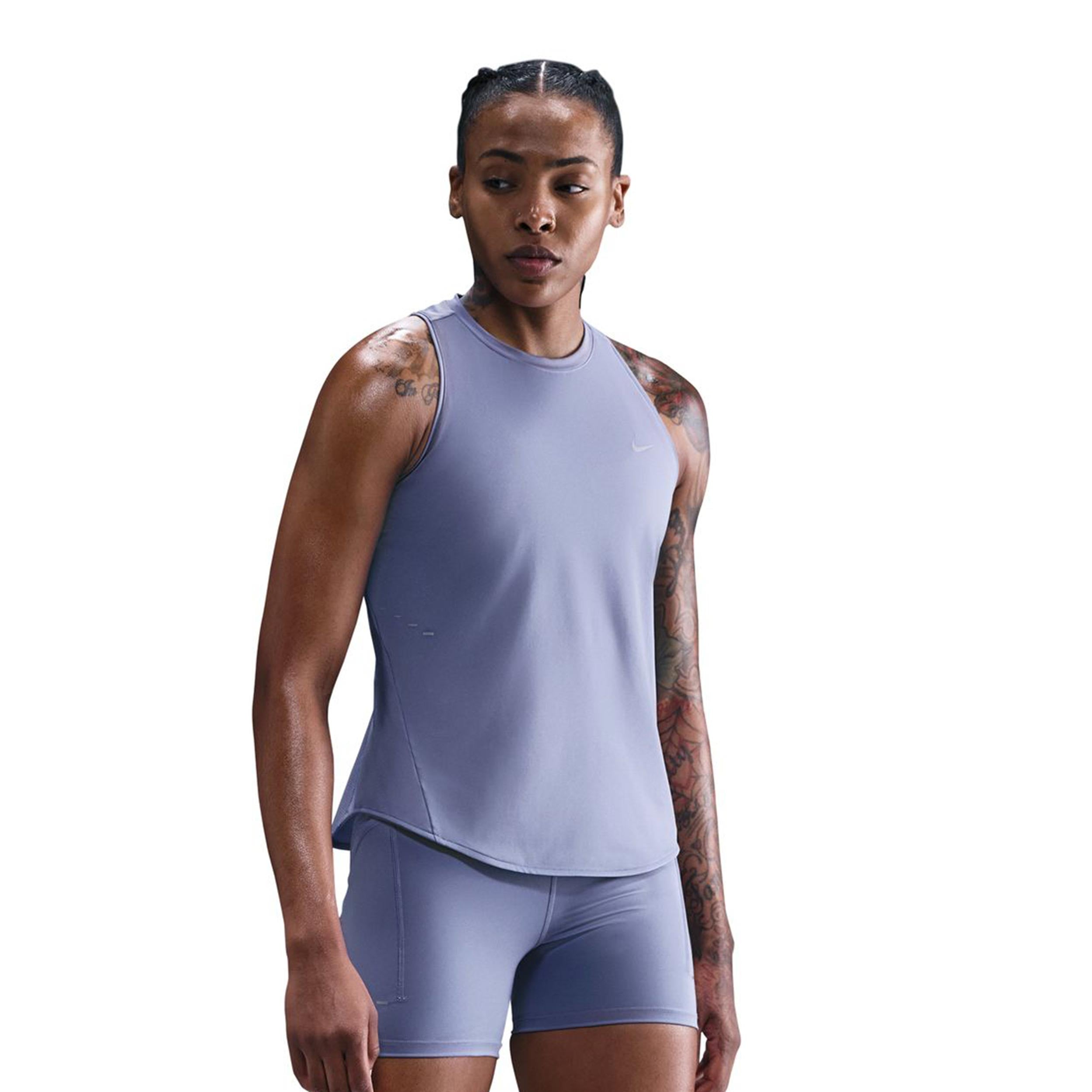 Nike Swift Lauftop Damen - blaugrau, silber