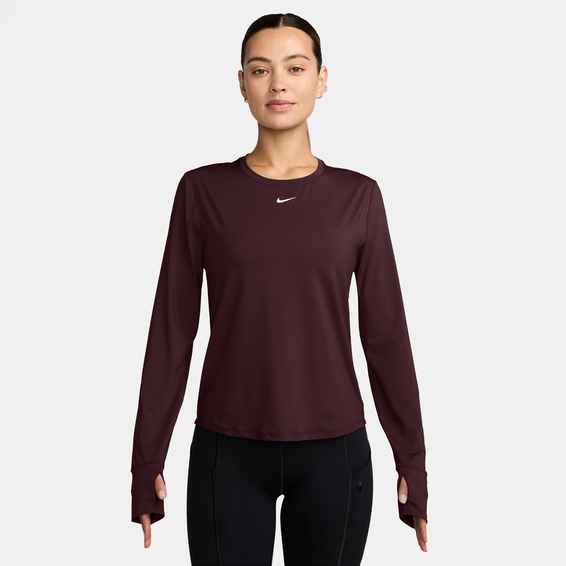 Nike One Classic Dri-FIT Longsleeve Damen - dunkelrot, weiß