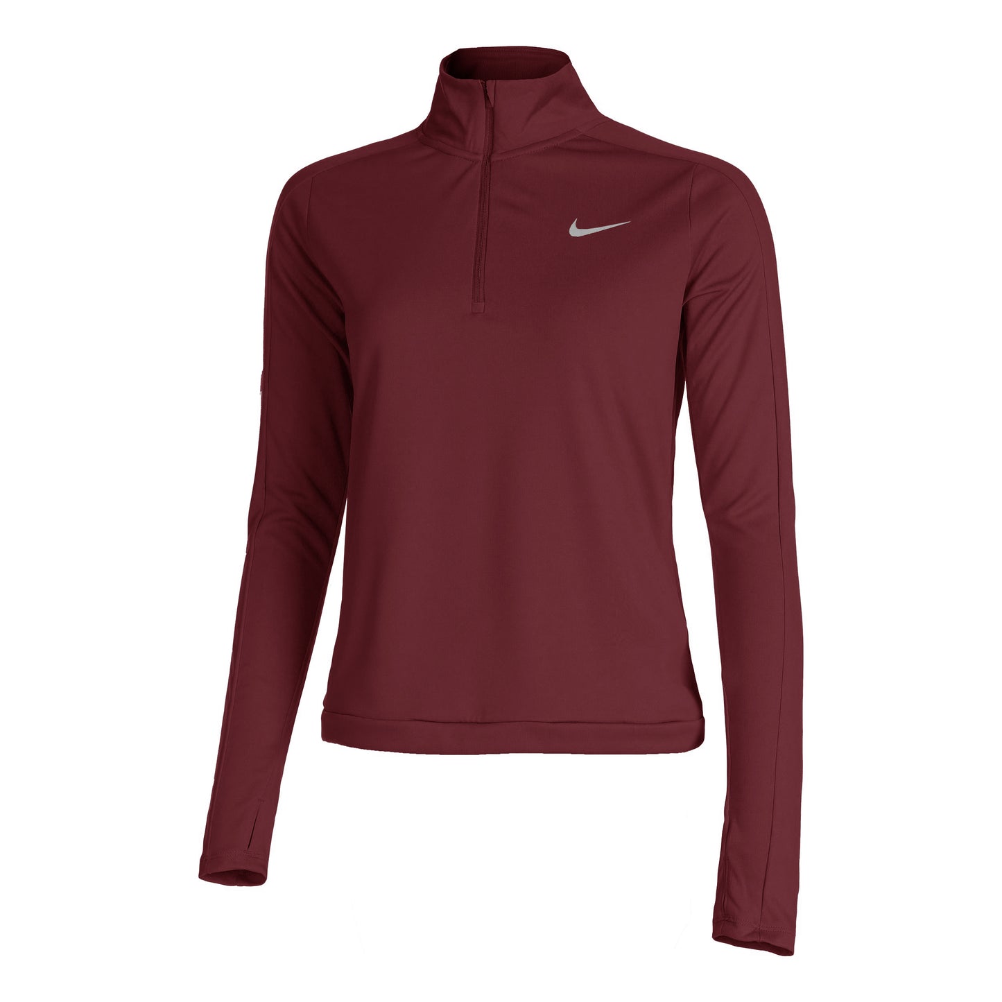 Nike Dri-Fit Pacer 1/4-Zip Longsleeve Damen - dunkelrot, silber