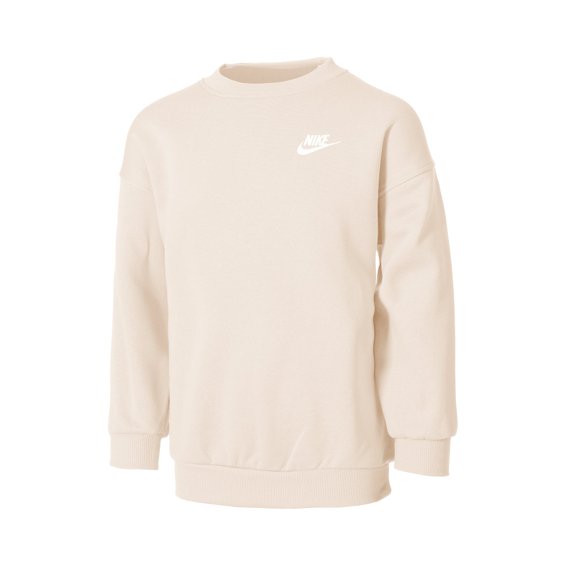 Nike Club Fleece Oversized Crew Sweatshirt Mädchen-Beige,Weiß