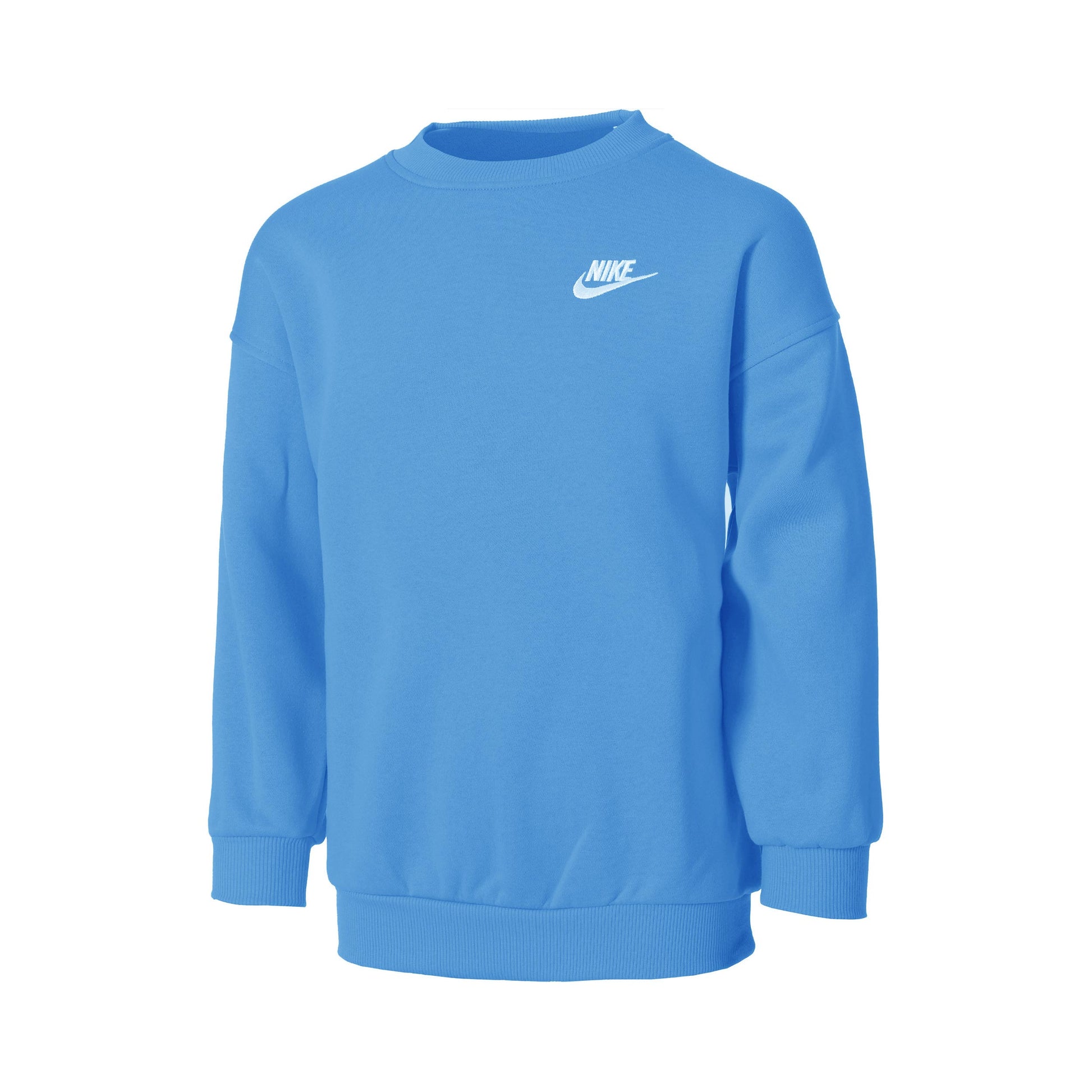Nike Club Fleece Oversized Crew Sweatshirt Mädchen-Blau,Weiß
