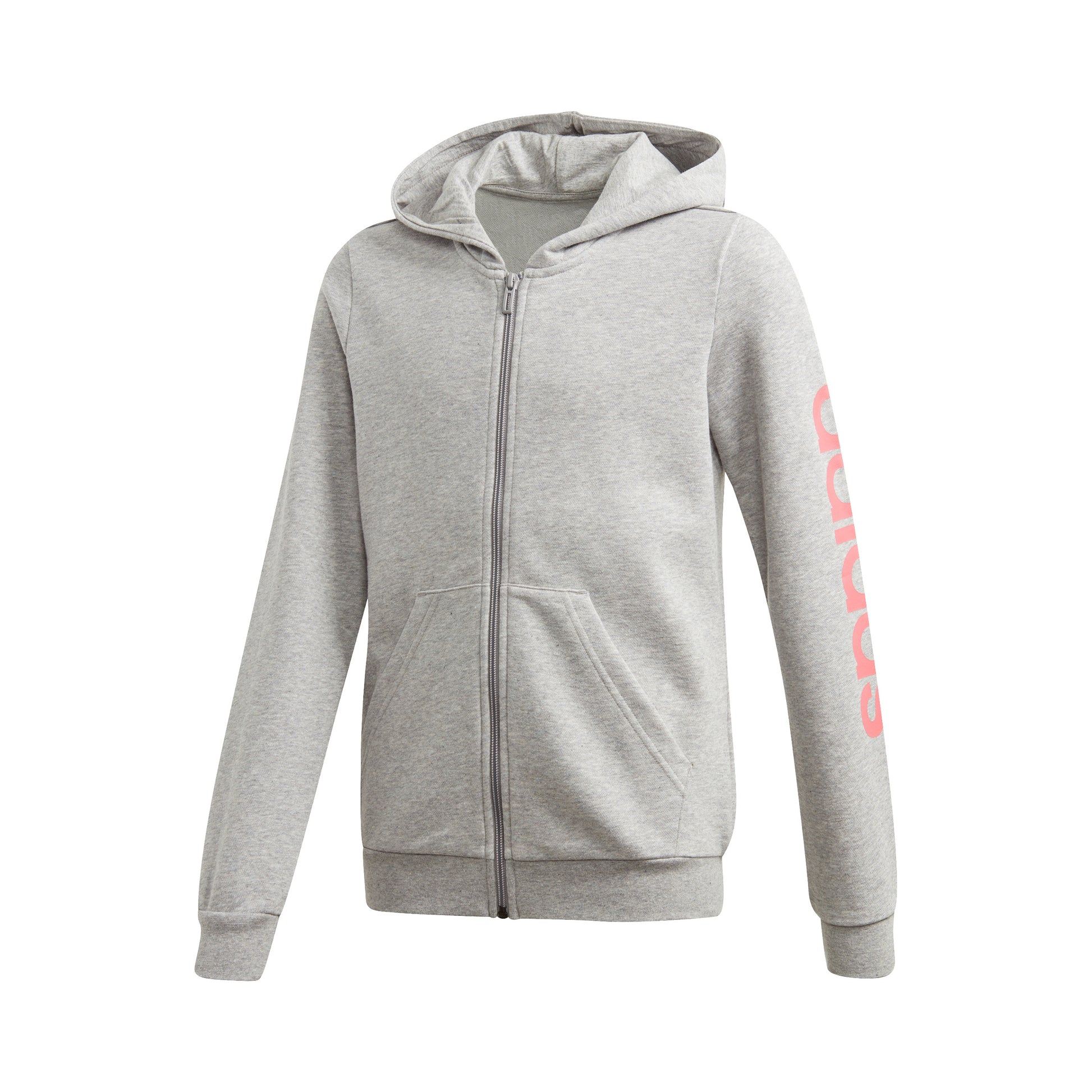 adidas Linear Sweatjacke Mädchen - hellgrau, koralle