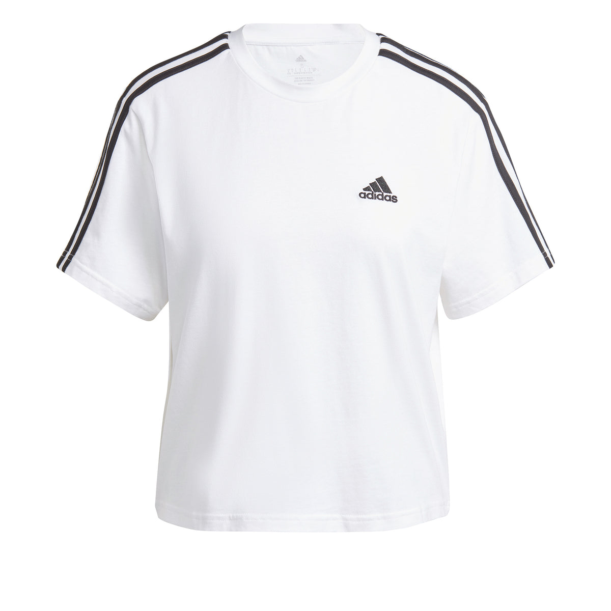 adidas 3Stripes Crop T-Shirt Damen - weiß, schwarz