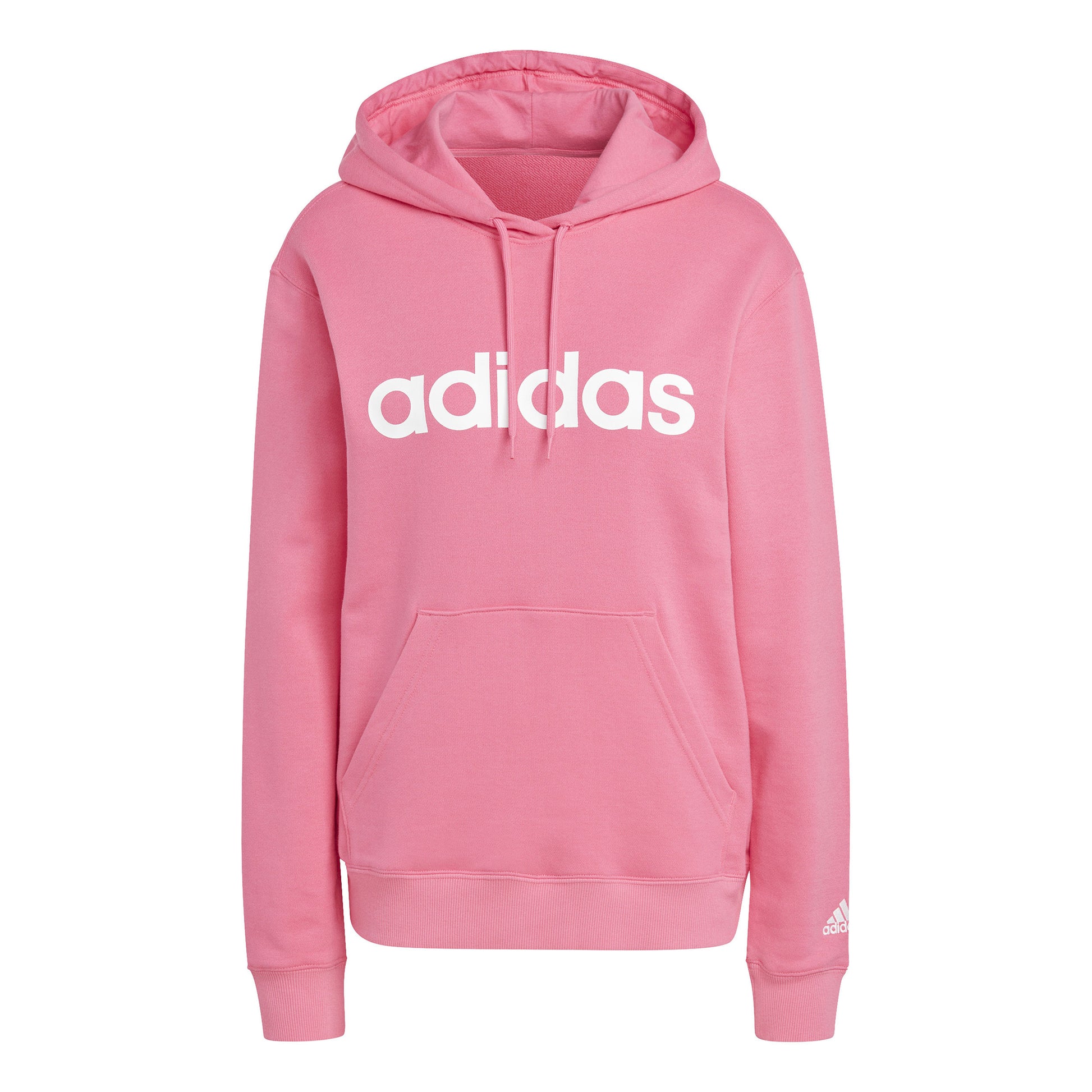 adidas Linear French Terry Hoody Damen - pink, weiß