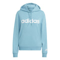 Linear French Terry Hoody Damen - türkis, weiß