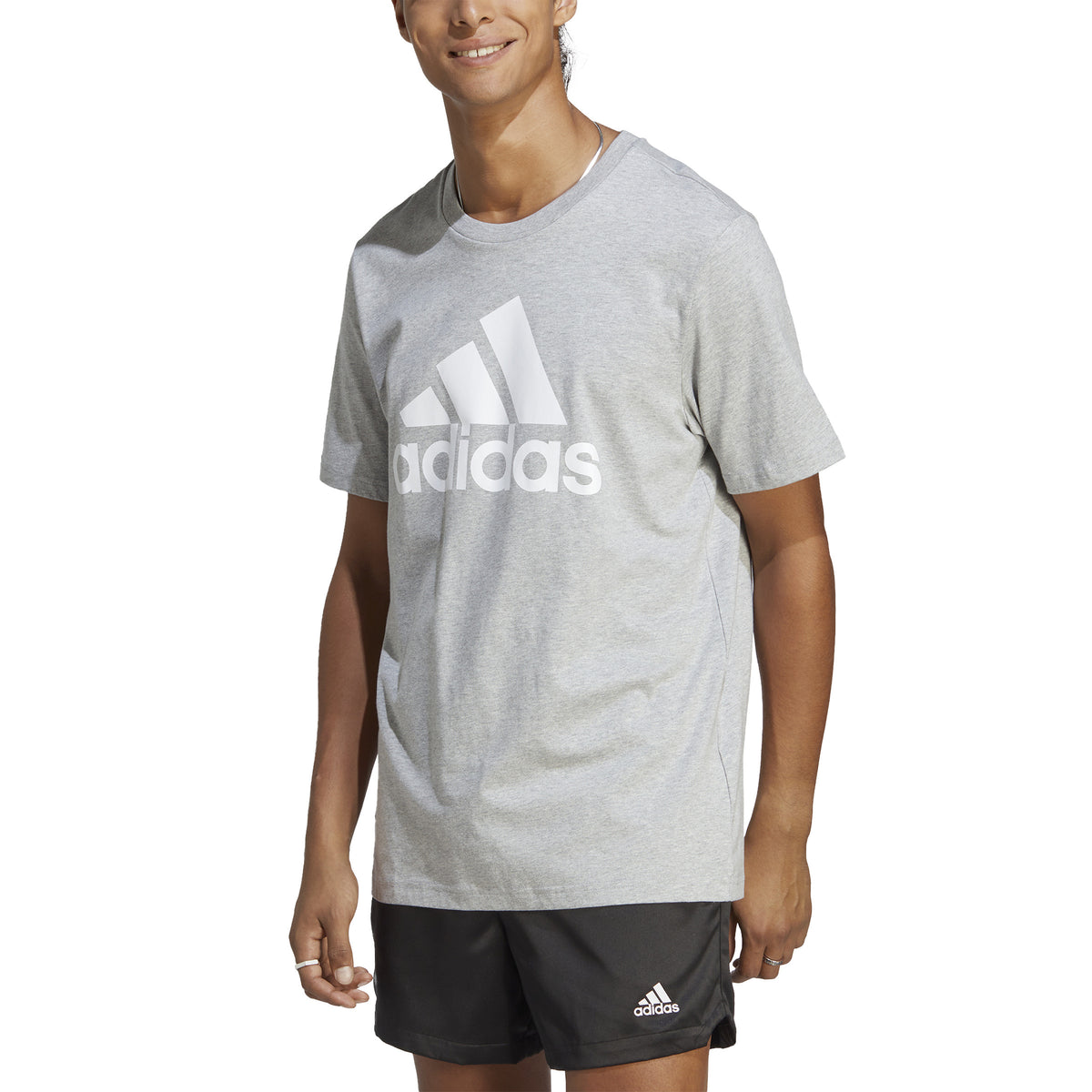 adidas Big Logo Single Jersey T-Shirt Herren - hellgrau, weiß