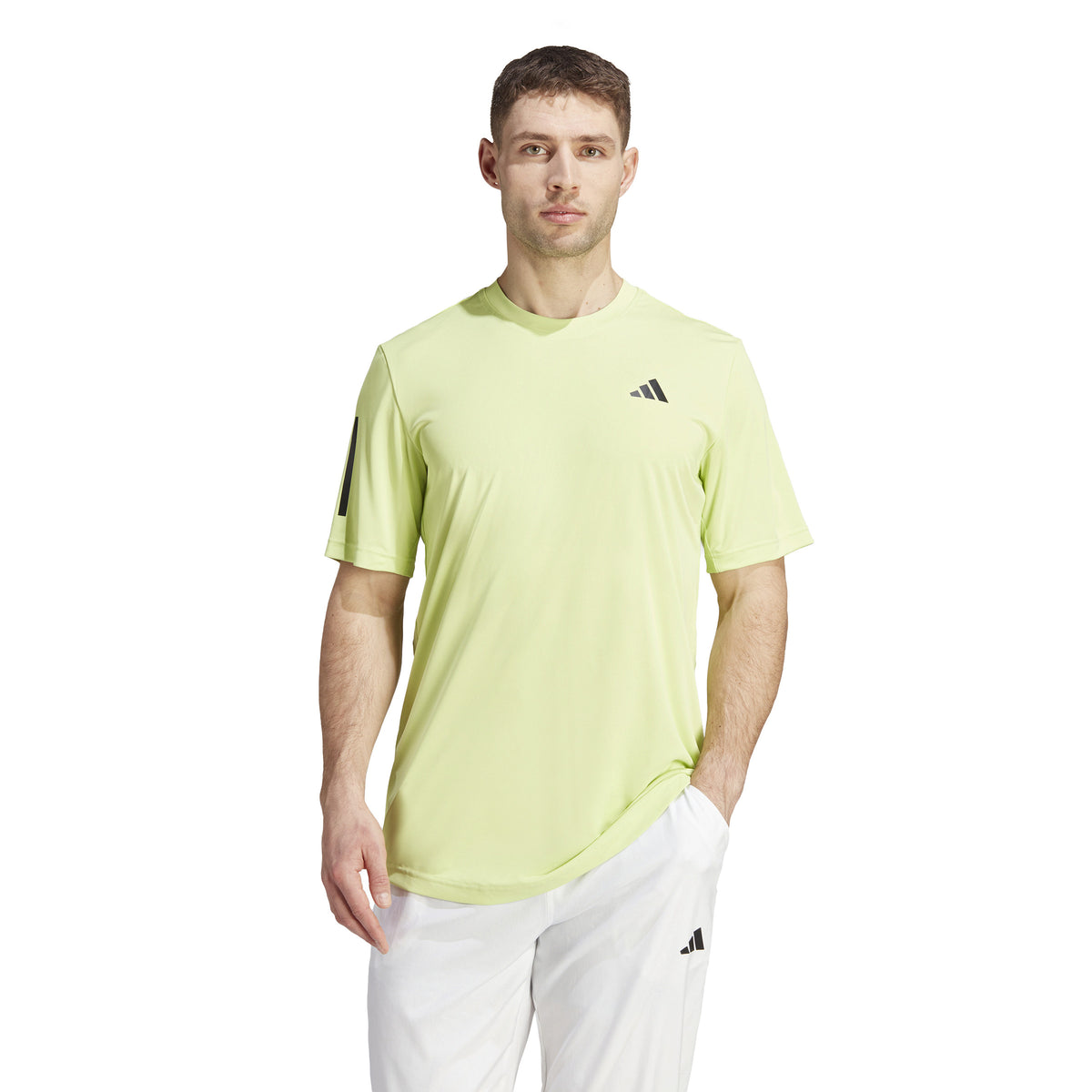adidas Club 3 Stripes T-Shirt Herren - limette,