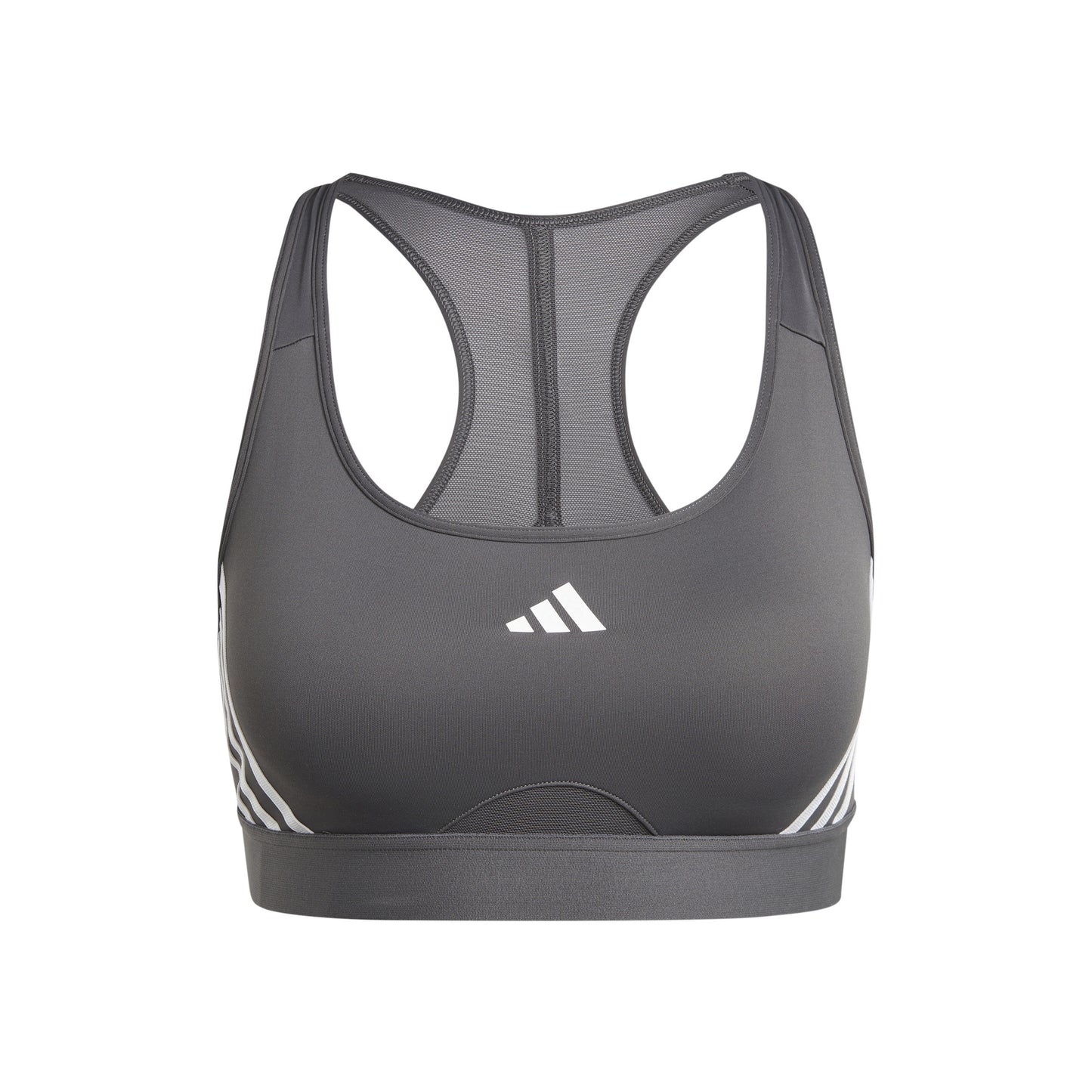 adidas Power Racer Medium 3Stripes Sport-BH Damen - grau, weiß