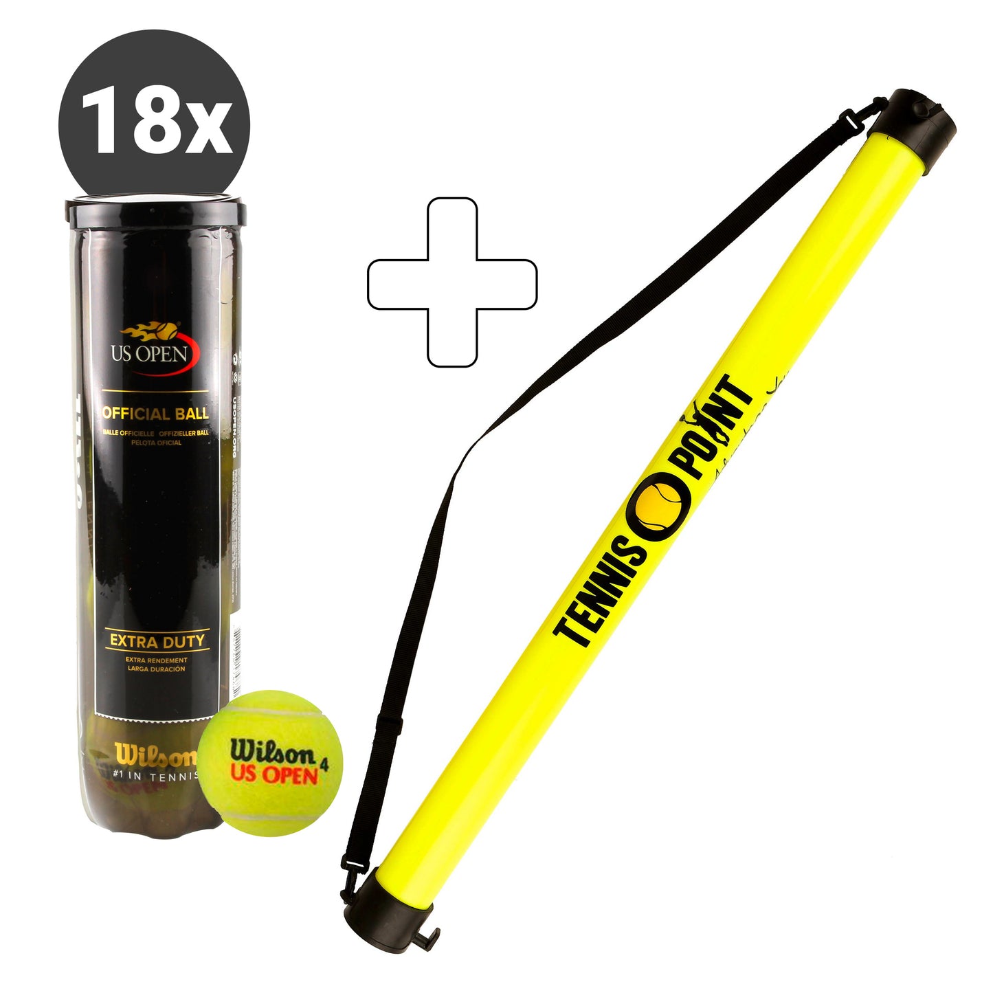 Wilson 18x 4er Dose US Open plus Ballsammelröhre
