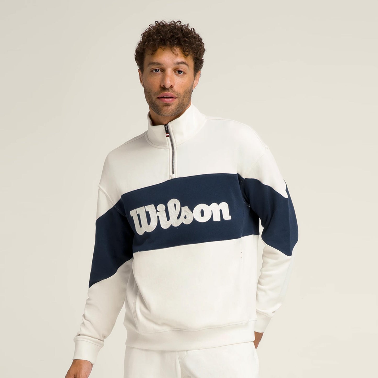 Wilson Parkside Half-Zip Sweatshirt Herren-Creme,Dunkelblau