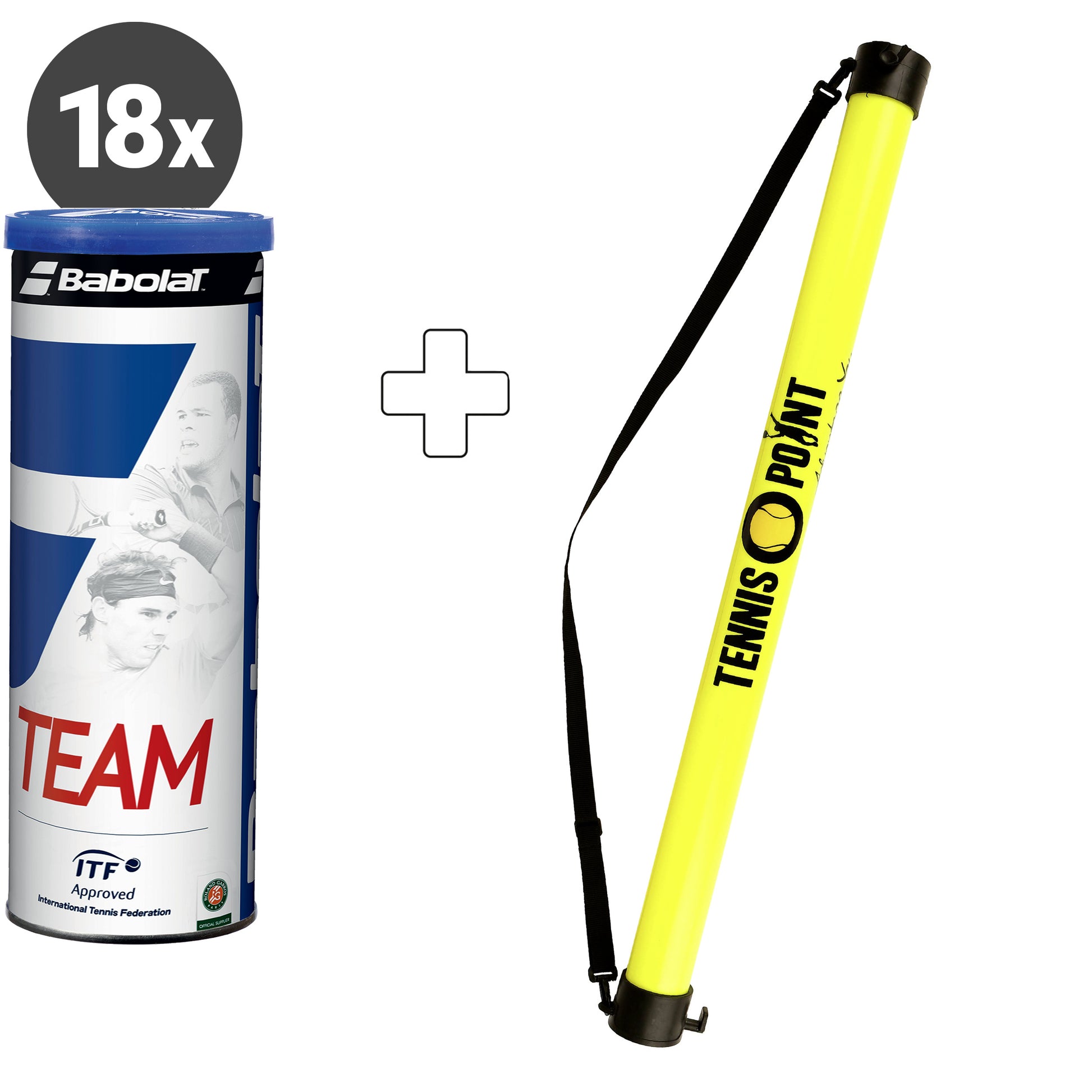 Babolat 18x 4er Dose Team plus Ballsammelröhre
