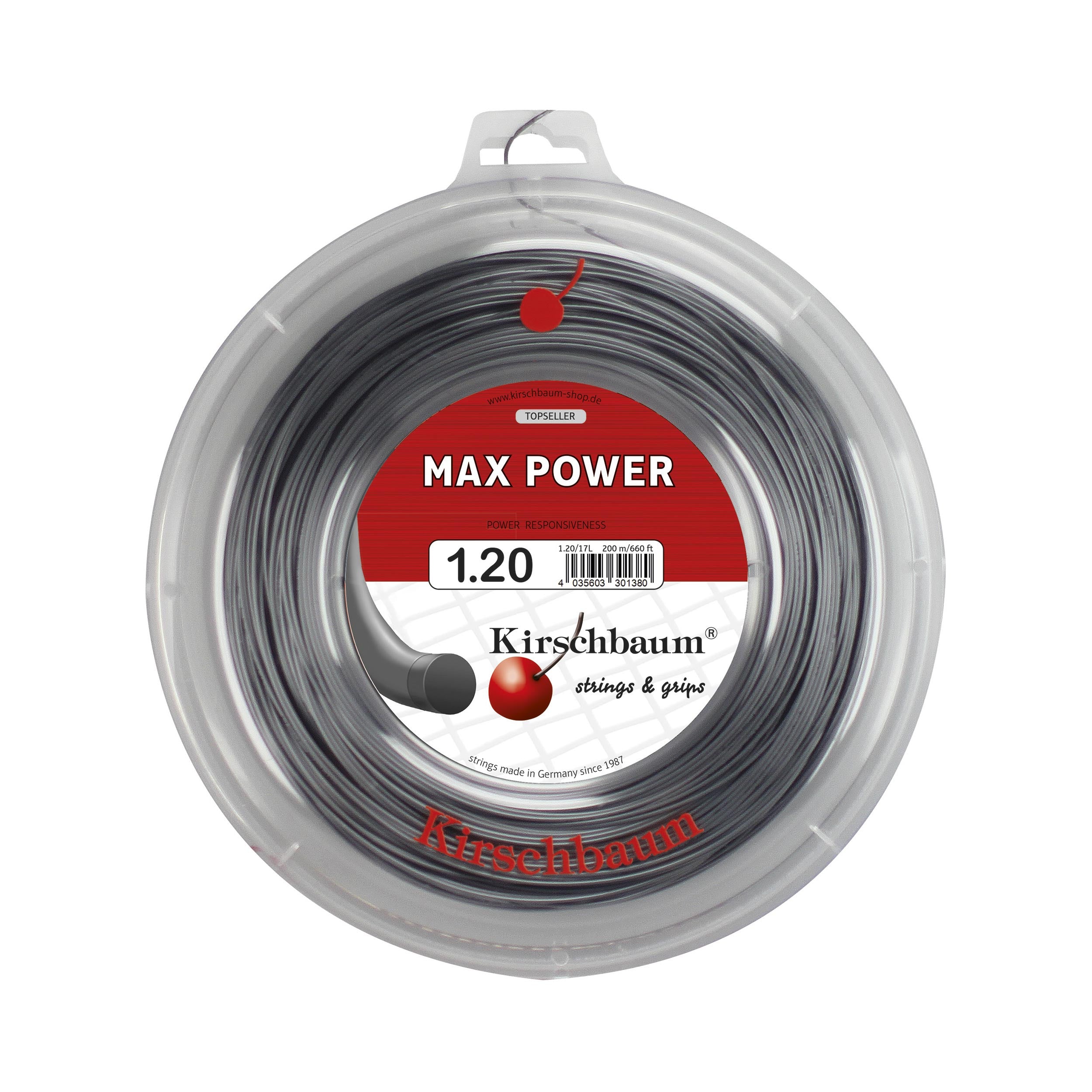 Kirschbaum Max Power Saitenrolle 200m-Anthrazit