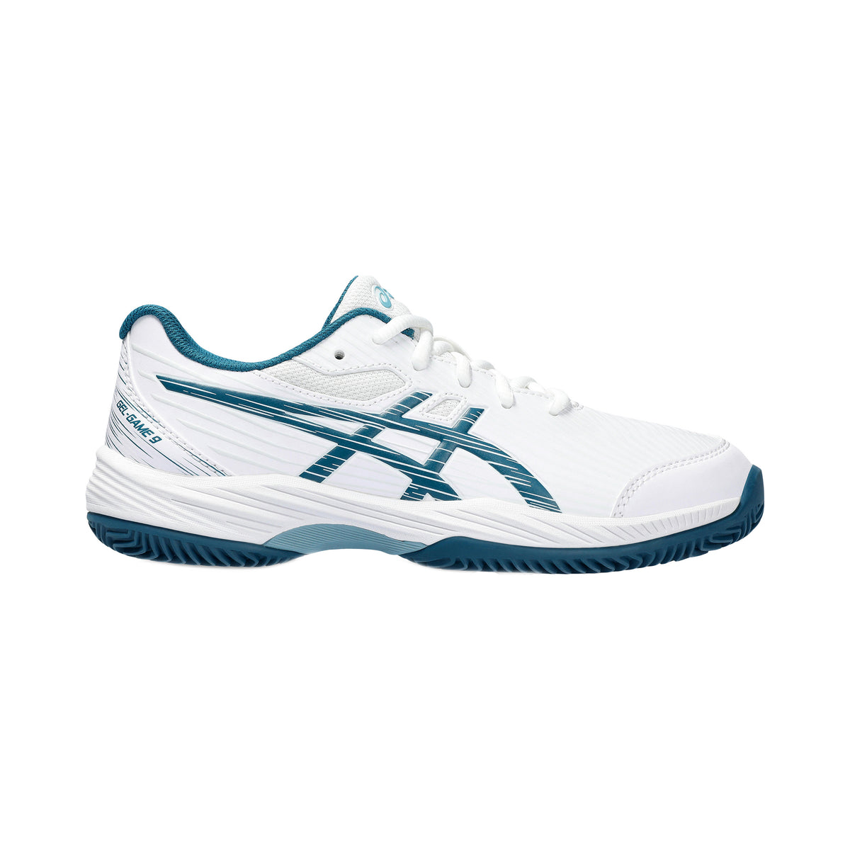 ASICS Gel-Game GS Sandplatzschuh Kinder - weiß, petrol