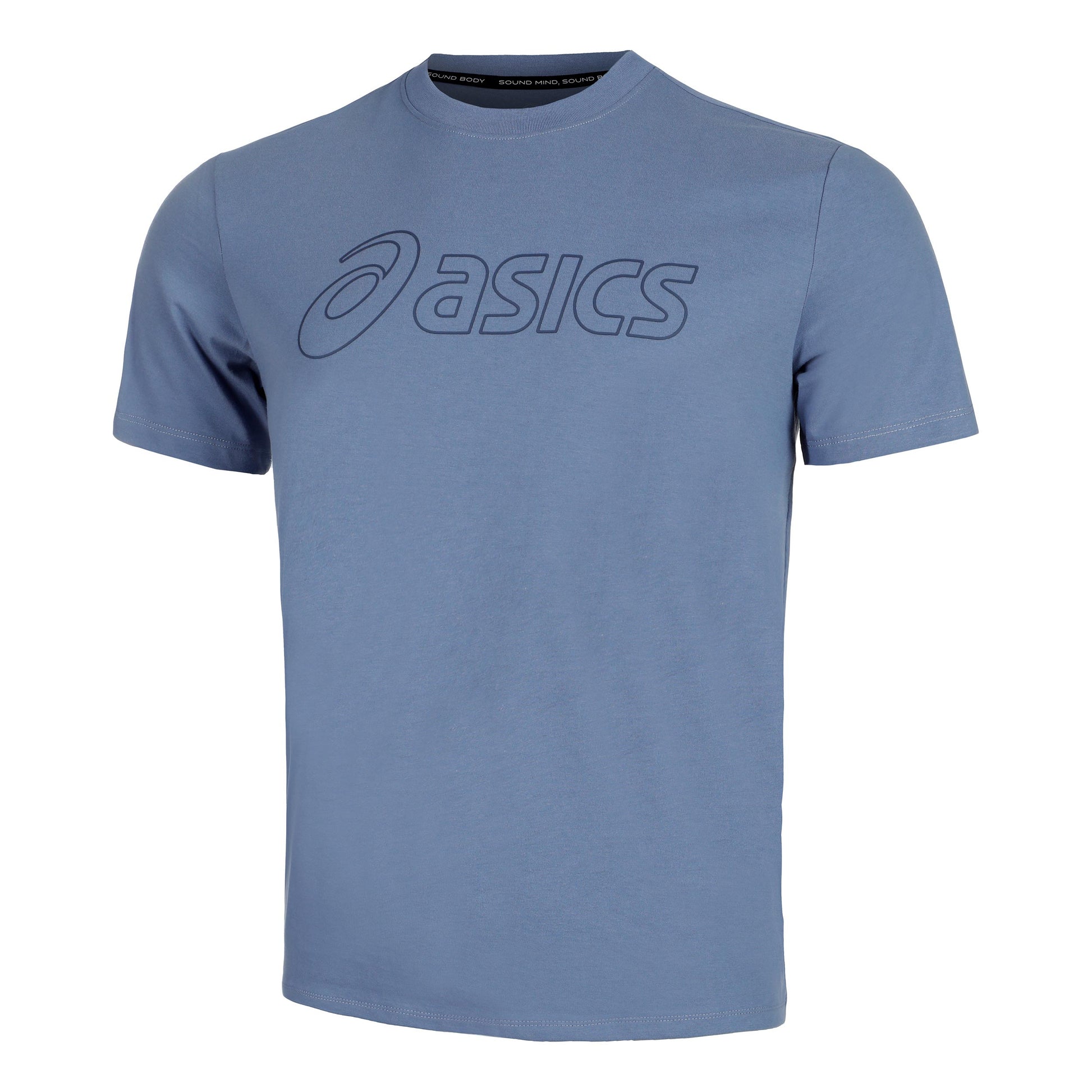 ASICS Logo T-Shirt Herren - blaugrau,