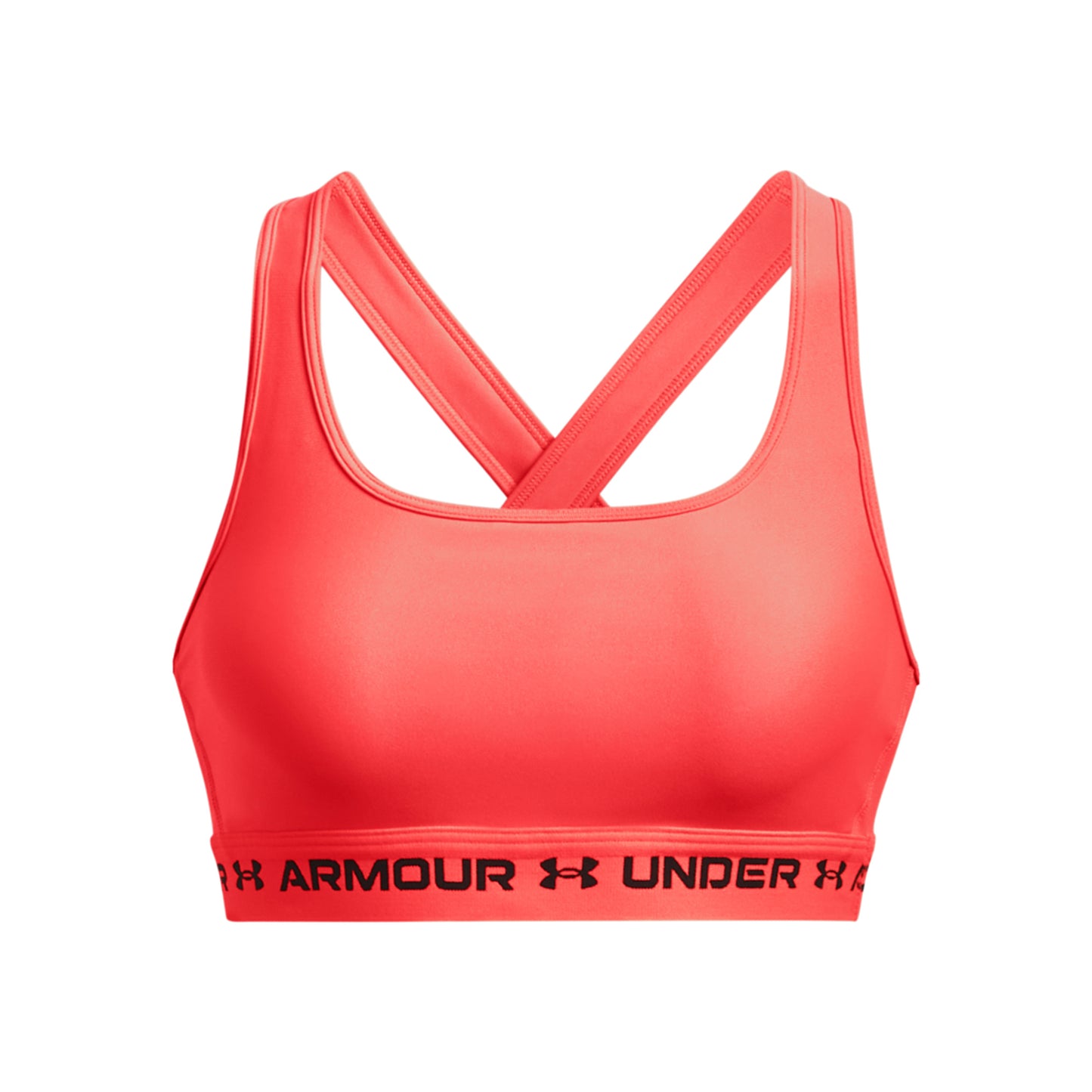 Under Armour Crossback Mid Sport-BH Damen - koralle, schwarz