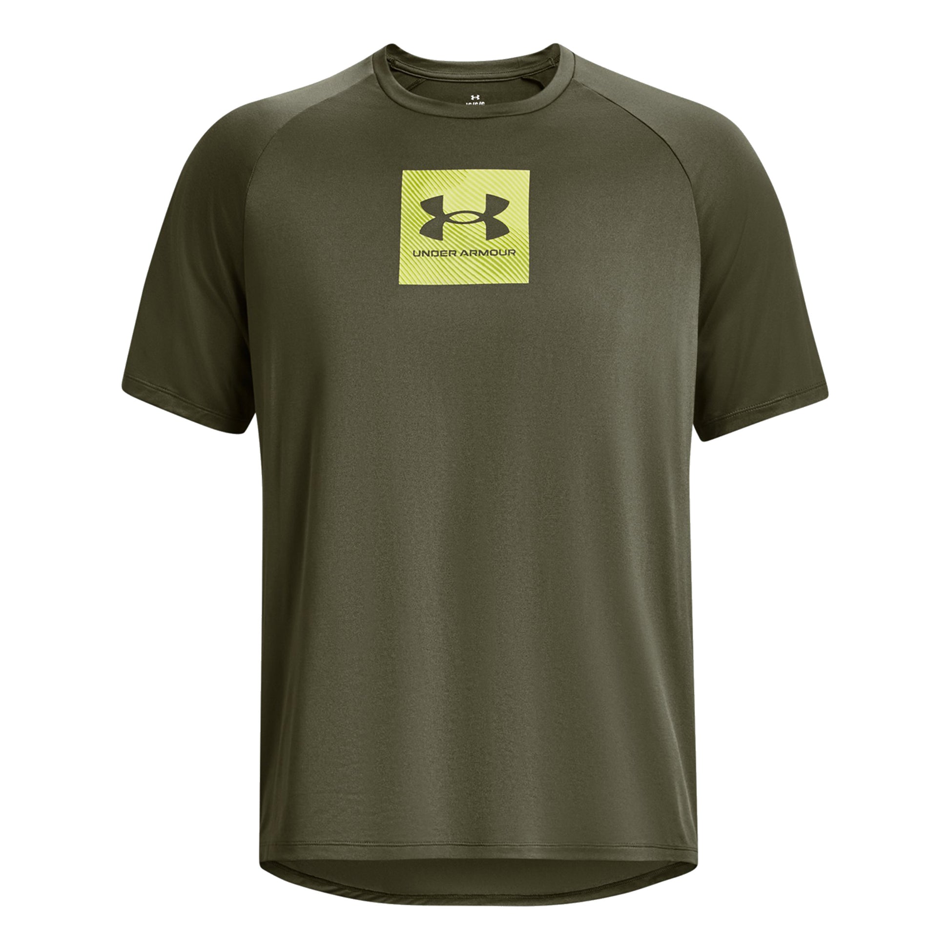 Under Armour Tech printed fill T-Shirt Herren - dunkelgrün, gelb