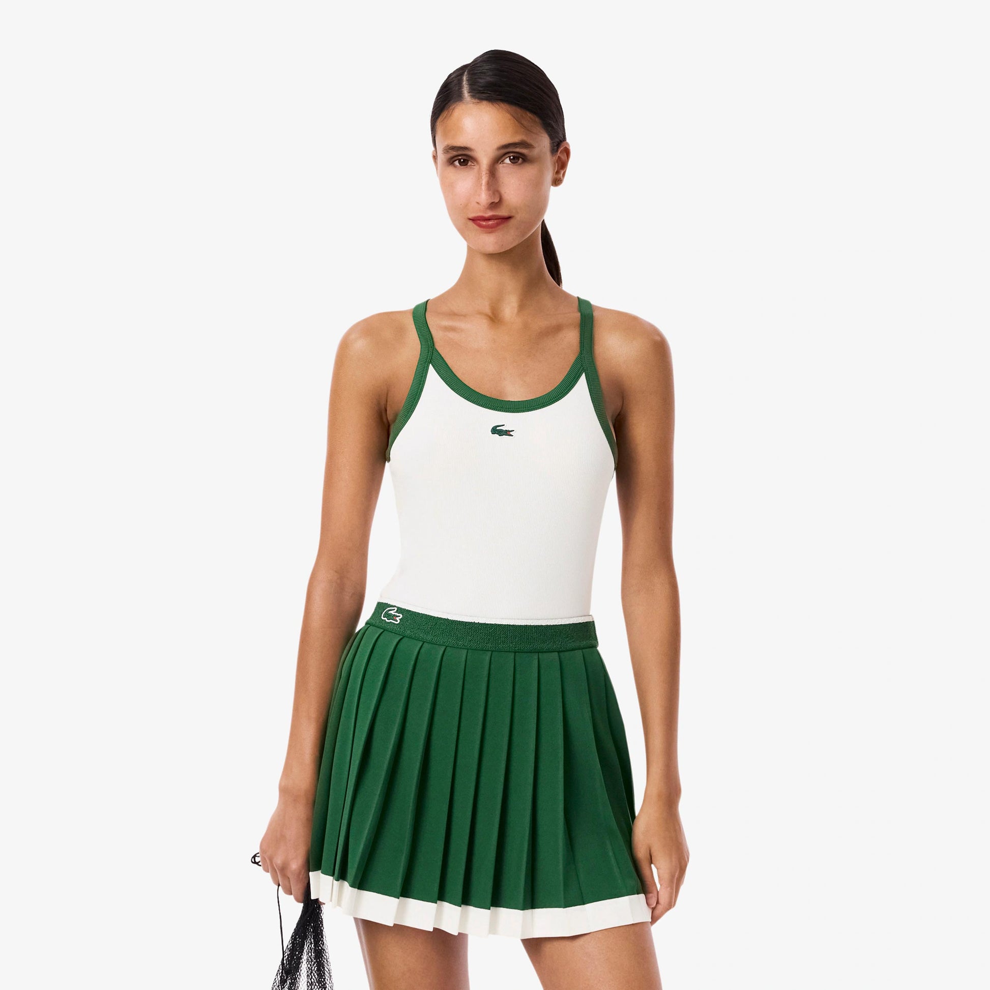 Lacoste Tank-Top Damen-Weiß,Dunkelgrün
