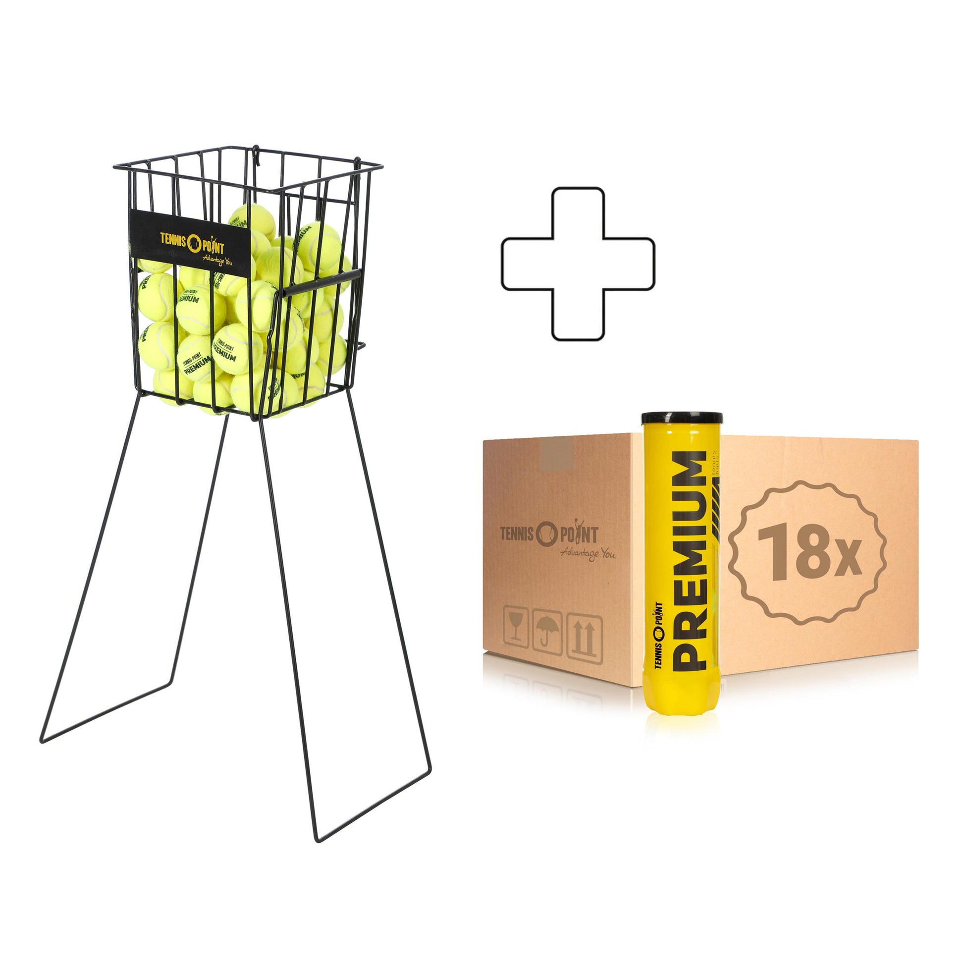 Tennis-Point 18x 4er Dose Premium plus Ballkorb