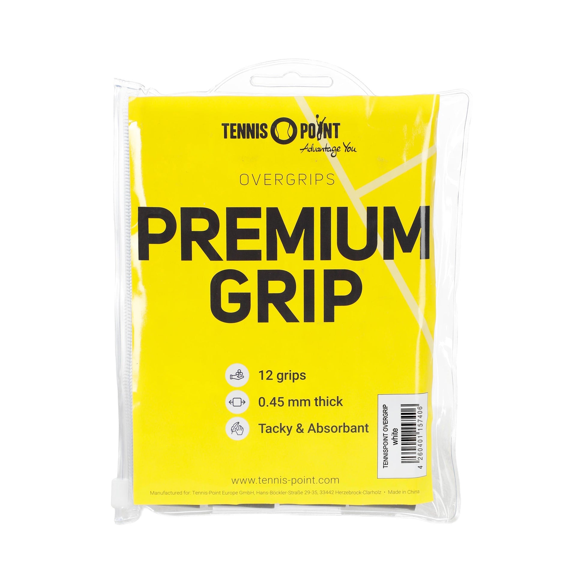 Tennis-Point Premium Grip 12er Pack-Weiß