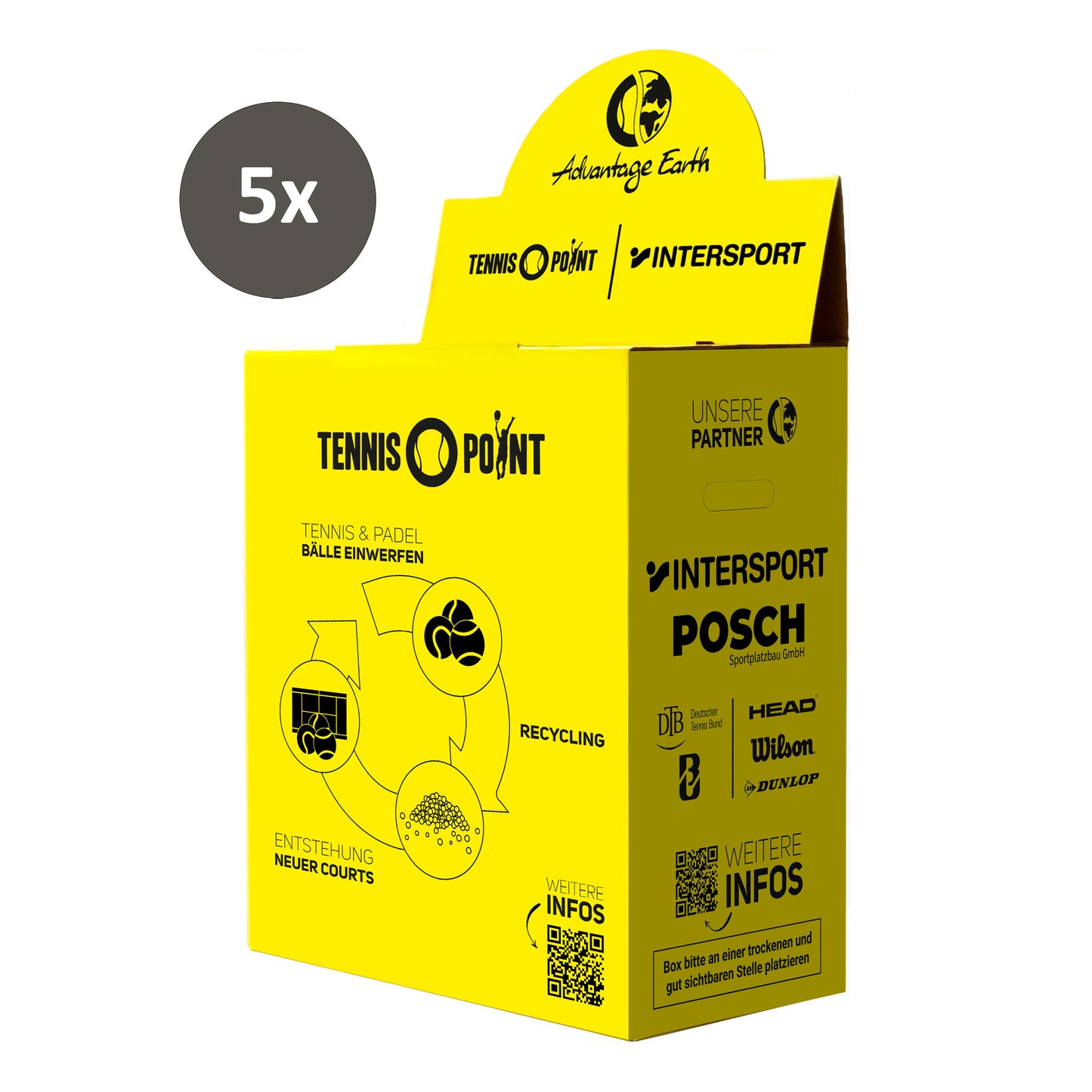 Tennis-Point Advantage Earth® Box 5er Pack - gelb, schwarz