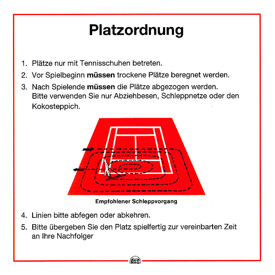 Tegra Platzordnung Schild Mit Pflegeanweisung-Weiß,Rot