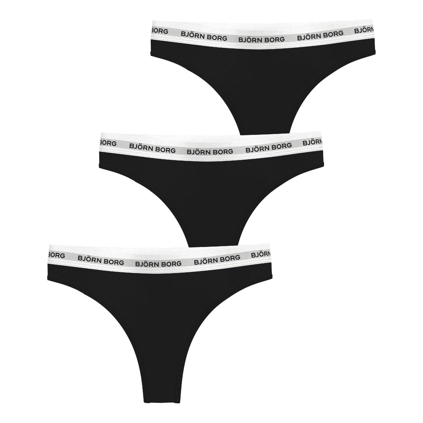 Björn Borg Logo String 3er Pack Damen-Schwarz,Weiß