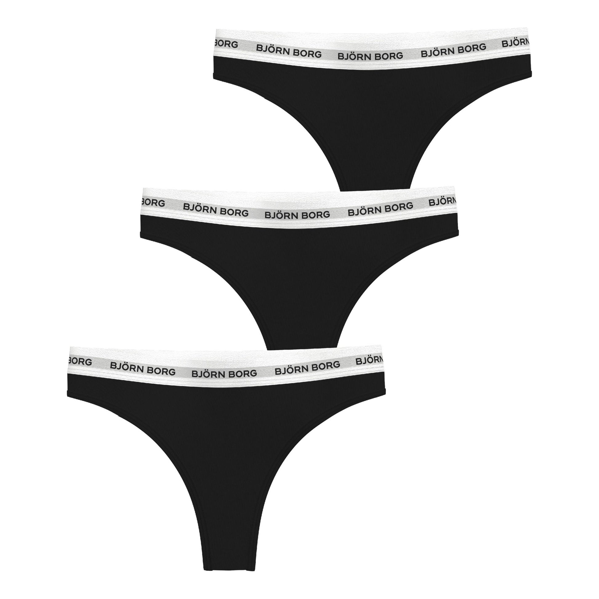 Björn Borg Logo String 3er Pack Damen-Schwarz,Weiß