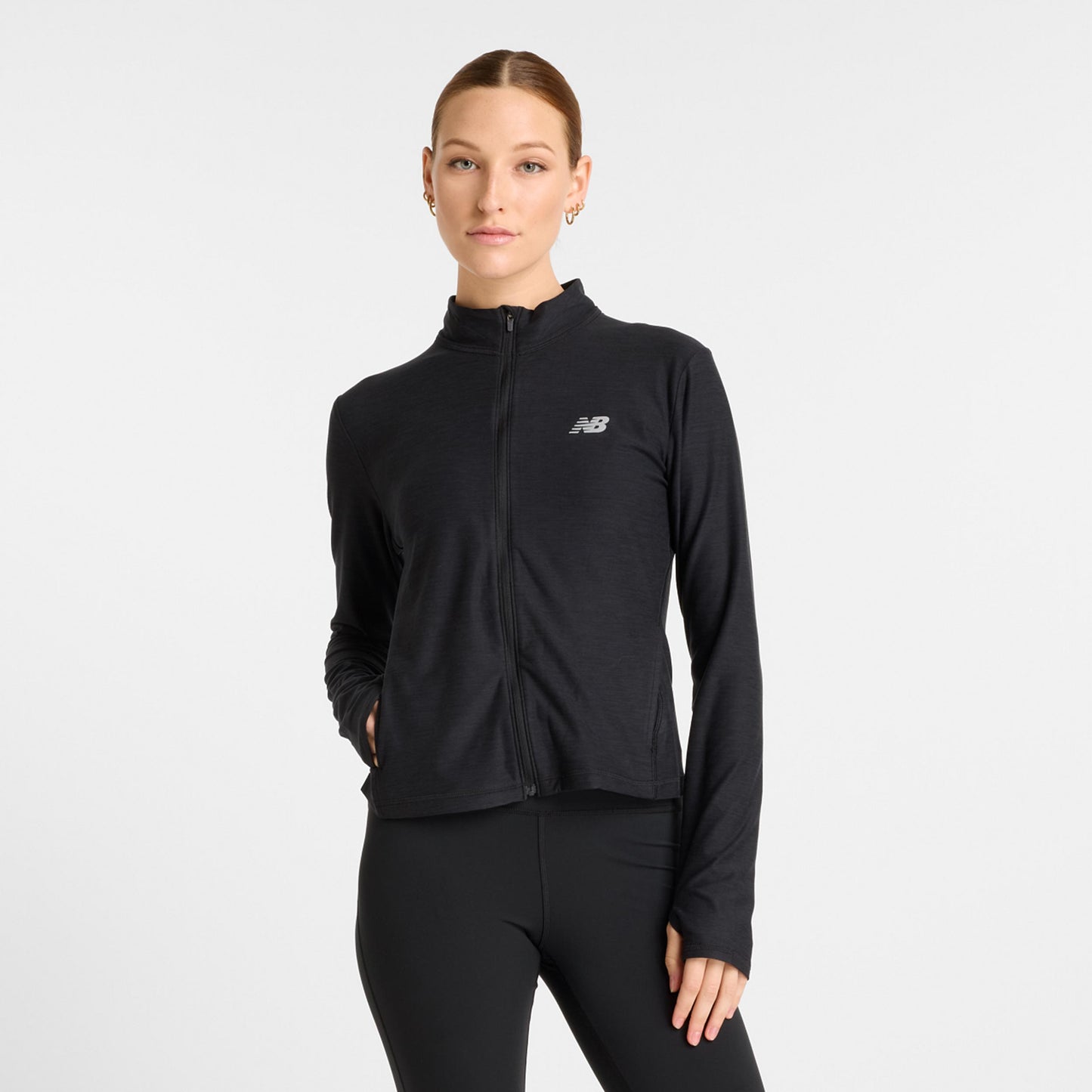 New Balance Space Dye Full Zip Trainingsjacke Damen-Schwarz