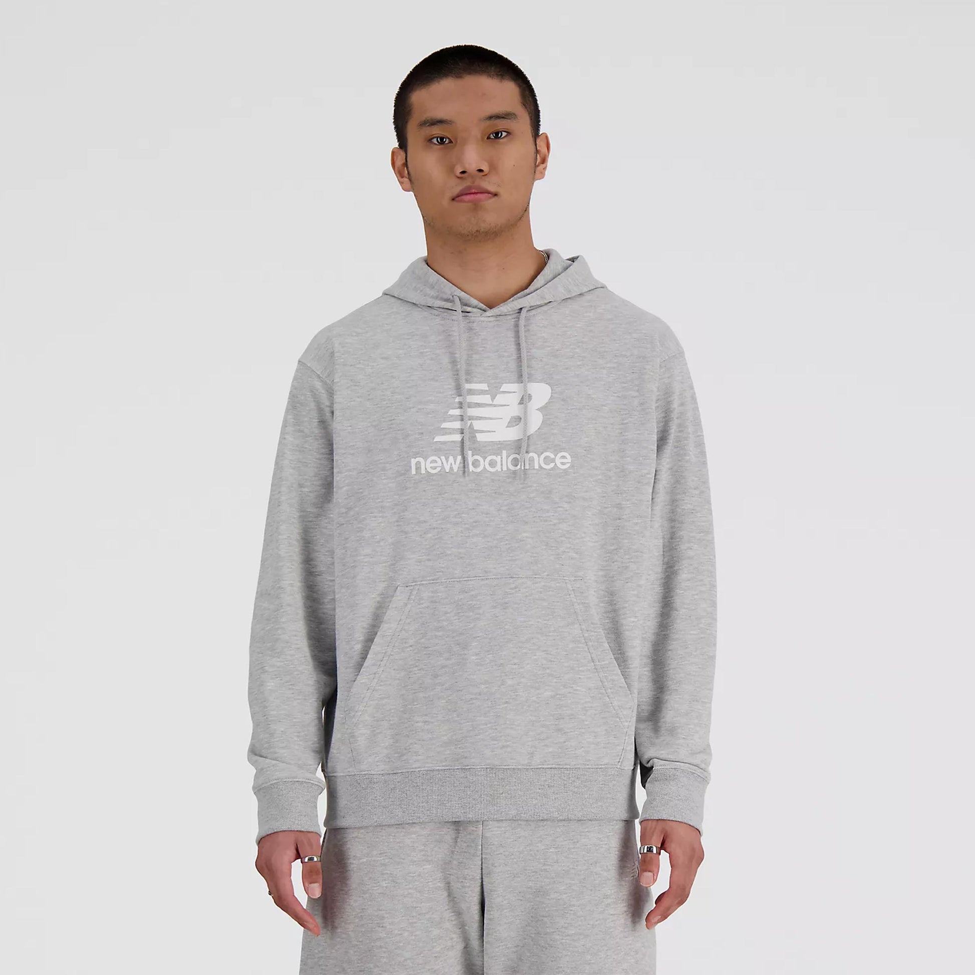 New Balance French Terry Logo Hoodie Hoody Herren-Grau