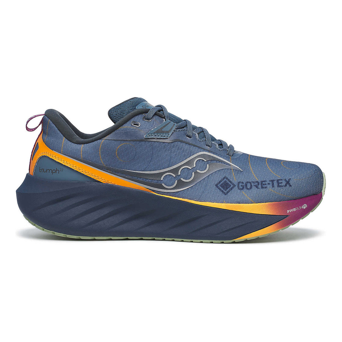Saucony Triumph 22 Gtx Neutralschuh Herren - blaugrau, orange