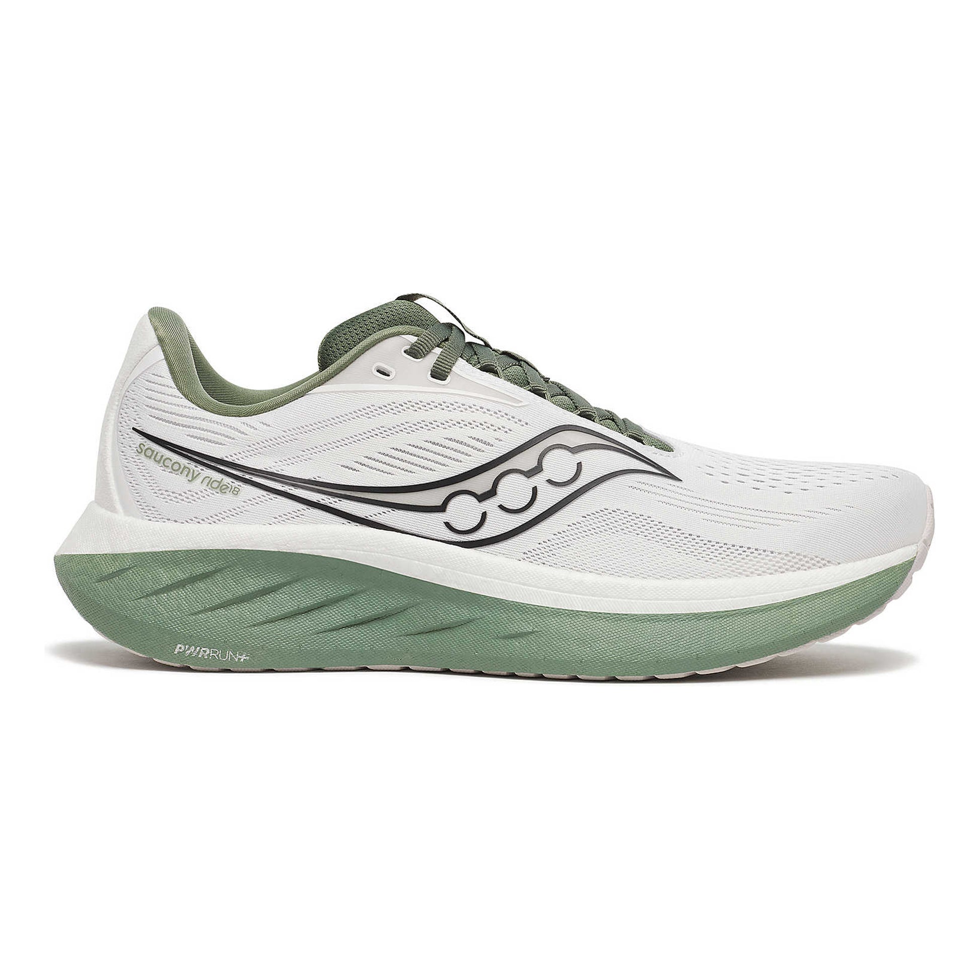 Saucony Ride 18 Neutralschuh Herren - weiß, oliv