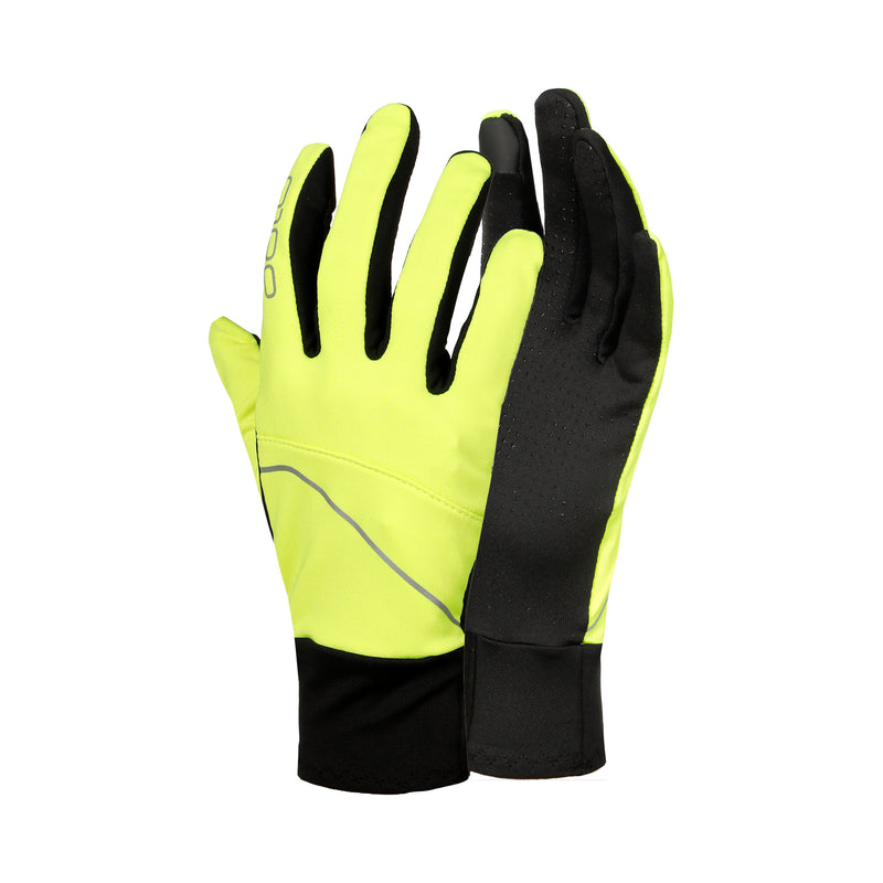 odlo herren handschuhe warm 10640 Intensity Safety Light Handschuhe-Schwarz,Gelb
