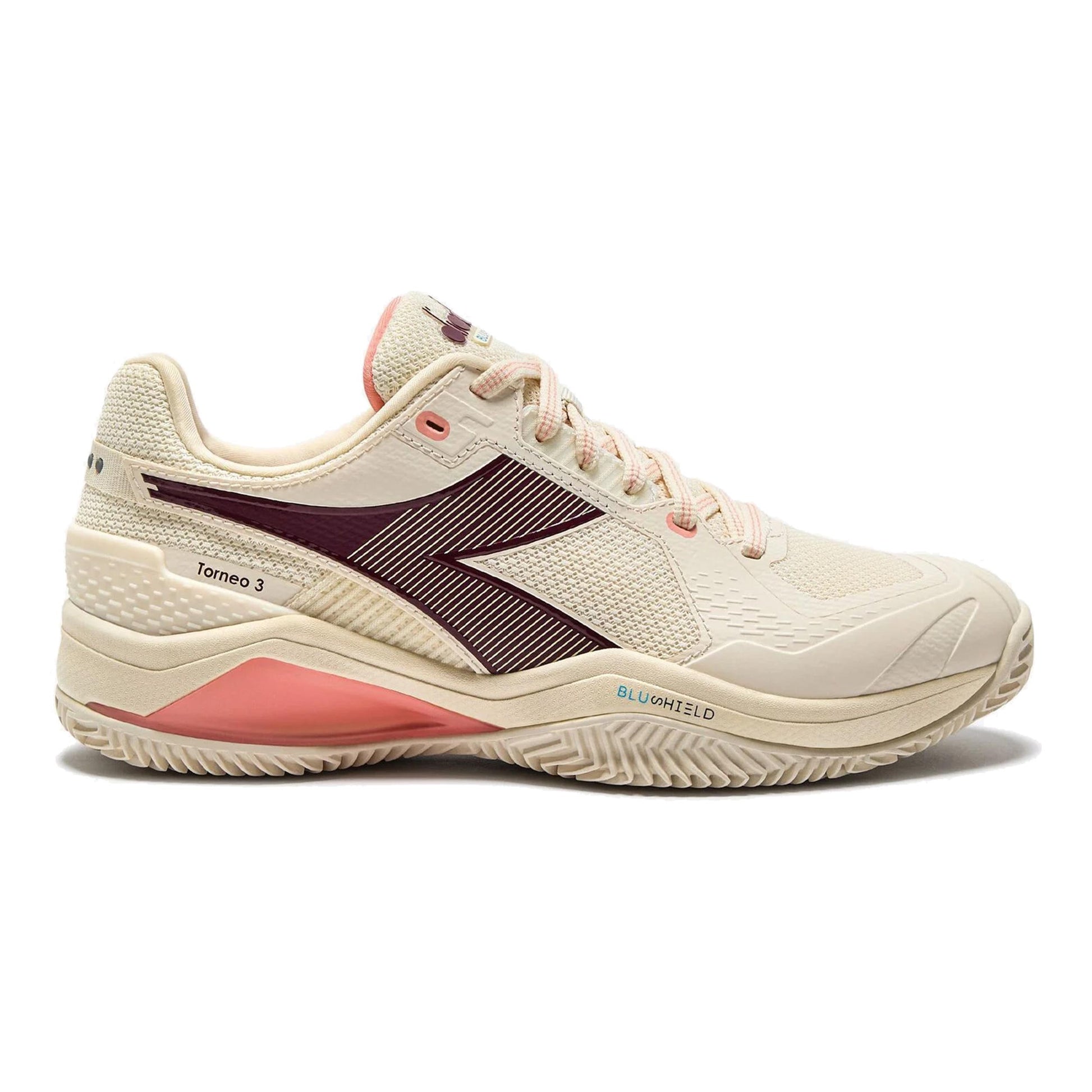 Diadora Blushield Torneo 3 Sandplatzschuh Damen-weiß,dunkelrot