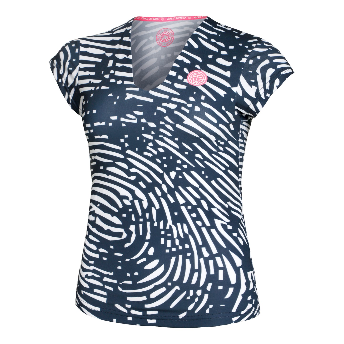 BIDI BADU Leoparty Styles V-Neck T-Shirt Damen - dunkelblau, weiß