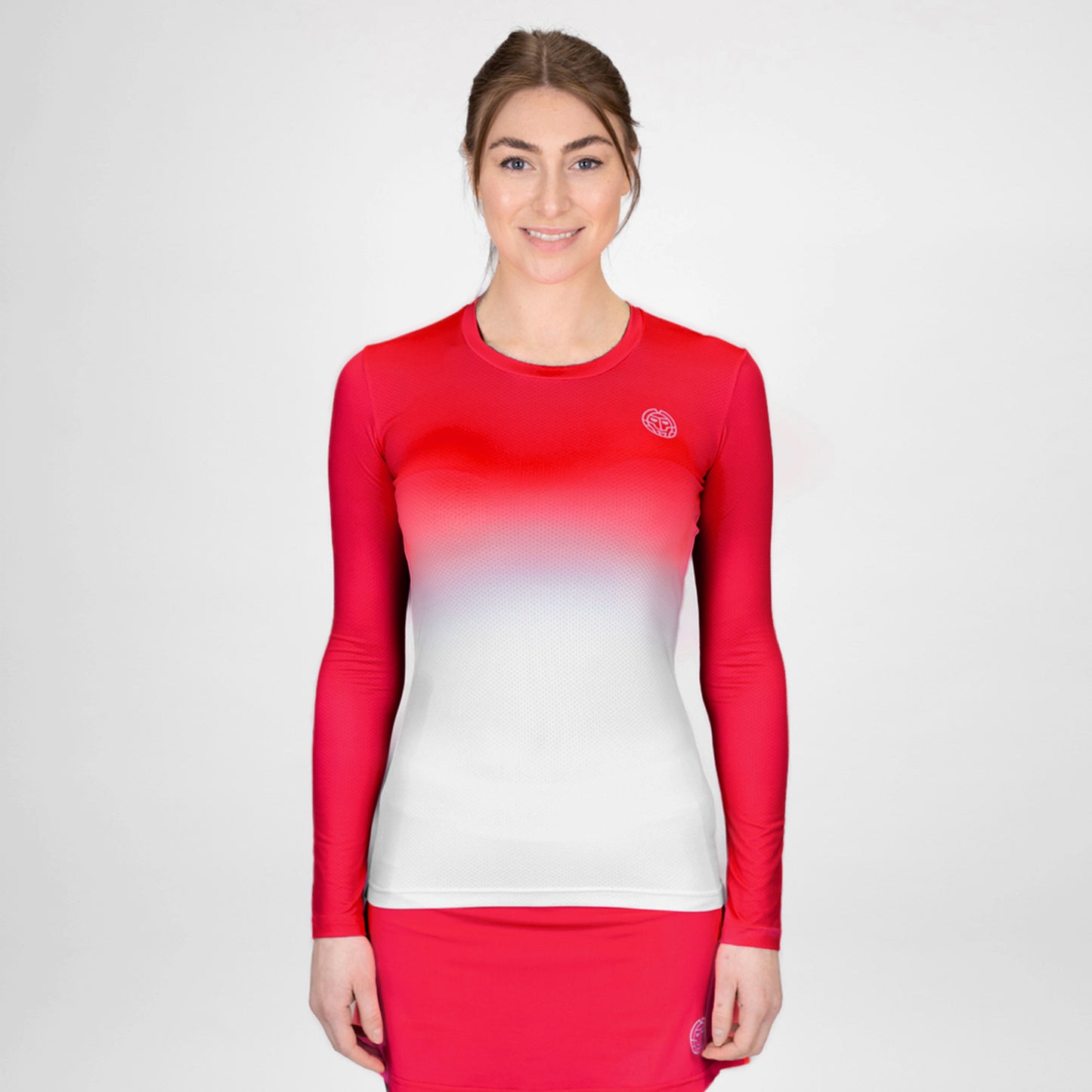 BIDI BADU Crew Gradiant Longsleeve Damen-Rot,Weiß