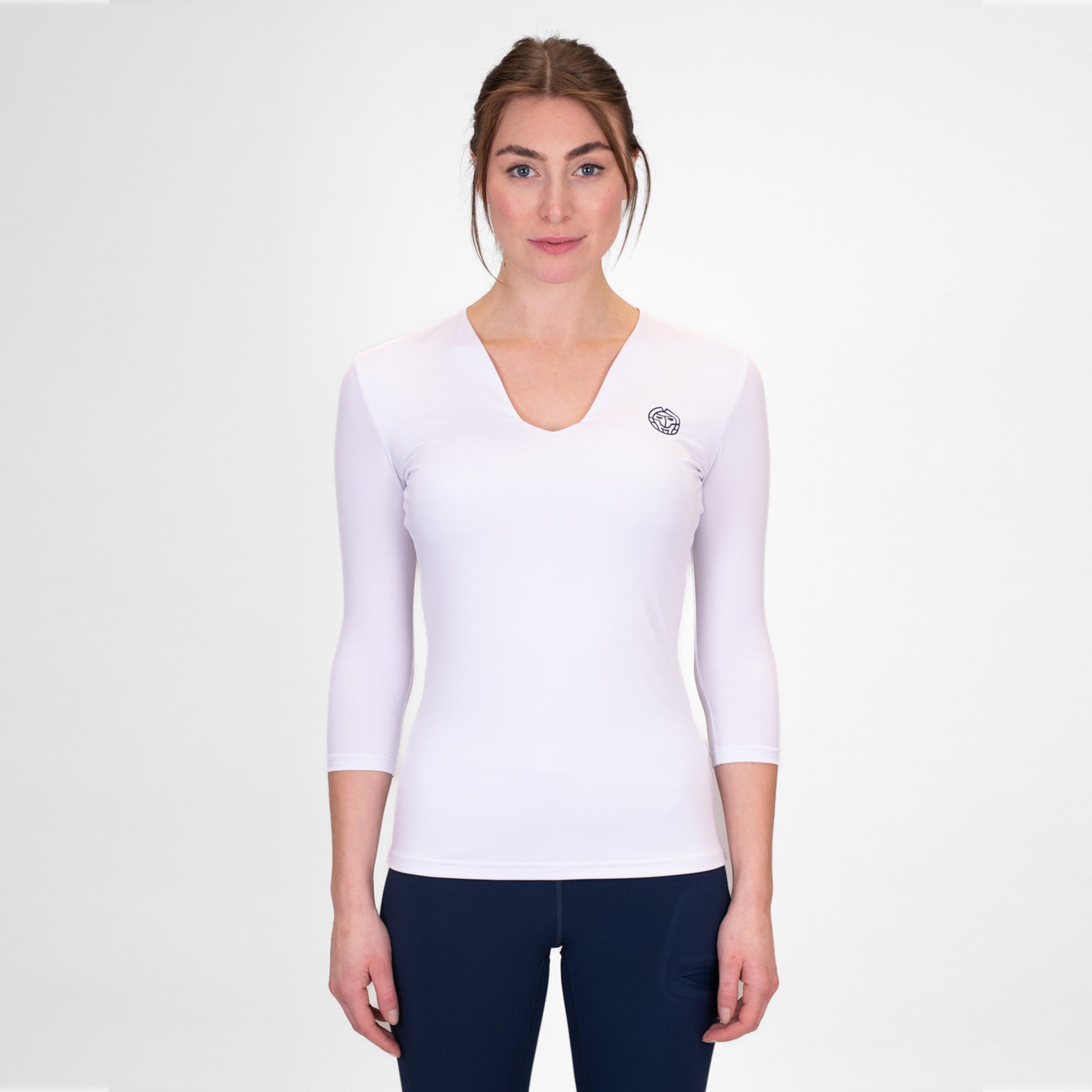 BIDI BADU Crew V-Neck Longsleeve Damen-Weiß
