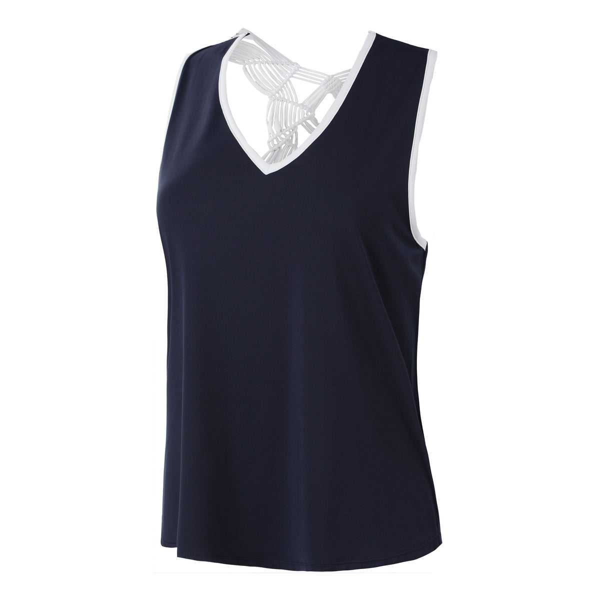 Lucky in Love Macrame Tank-Top Damen - dunkelblau, weiß